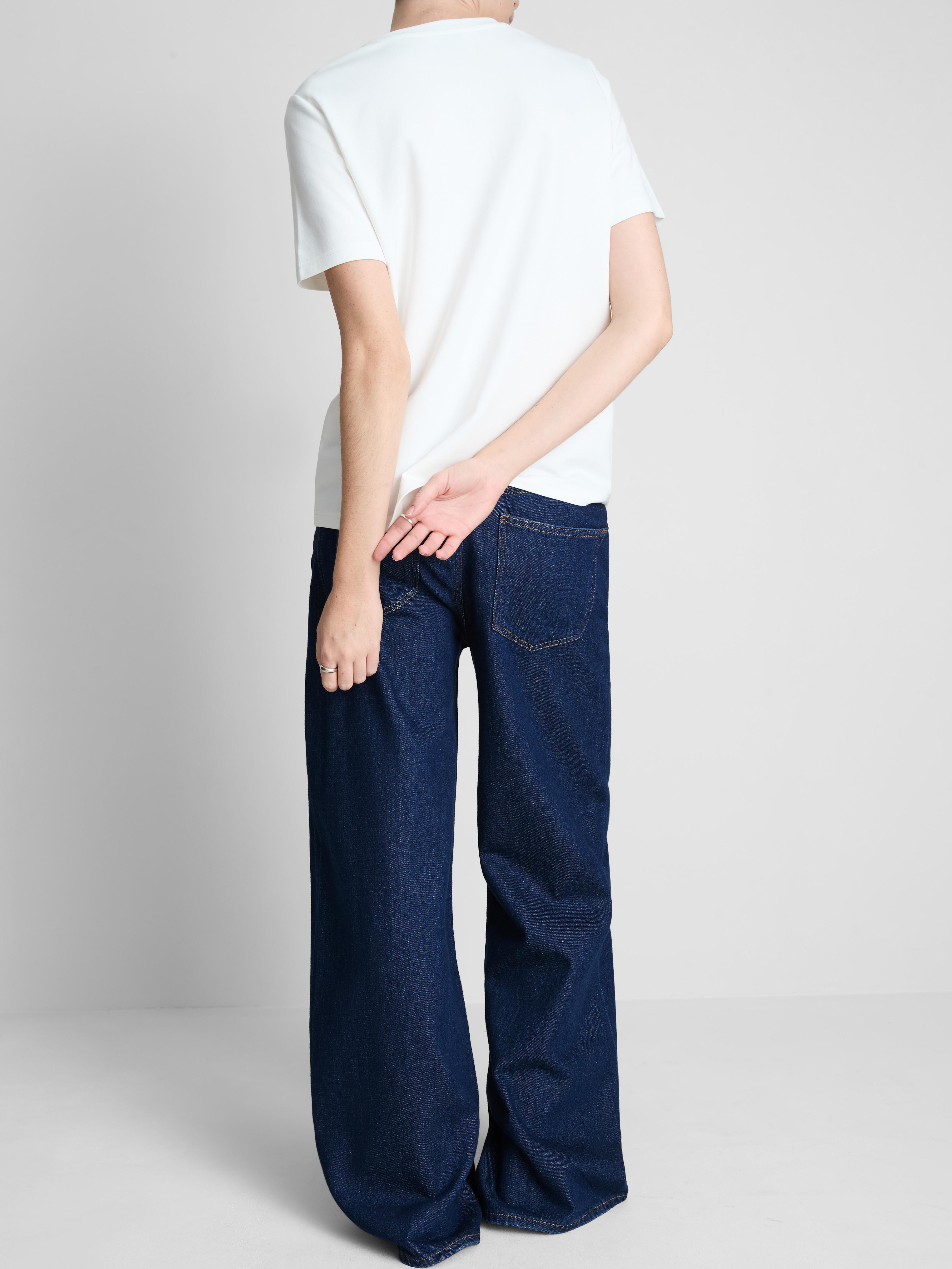 Cotton Denim Wide Leg Jeans