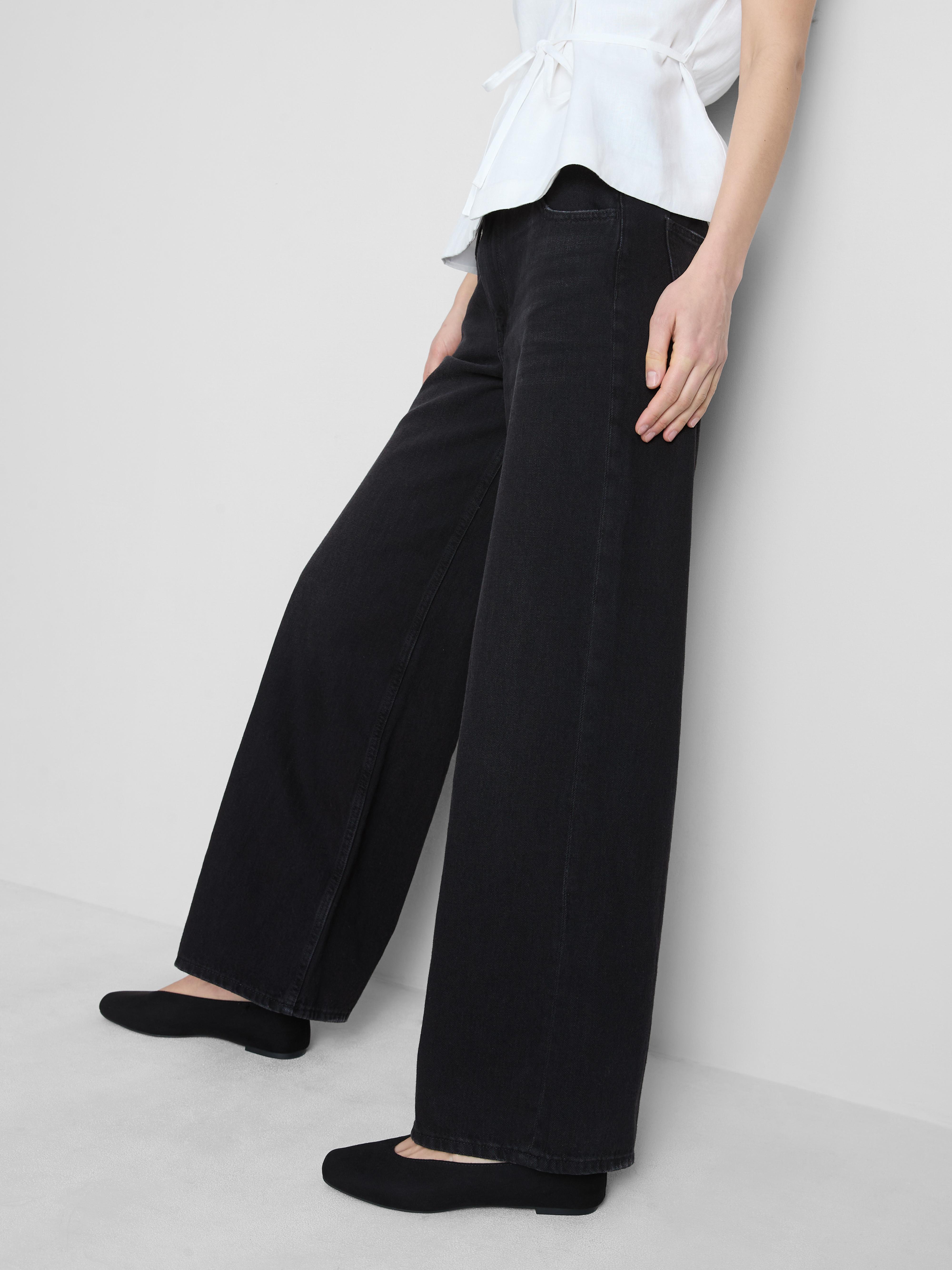 Cotton Denim Wide Leg Jeans