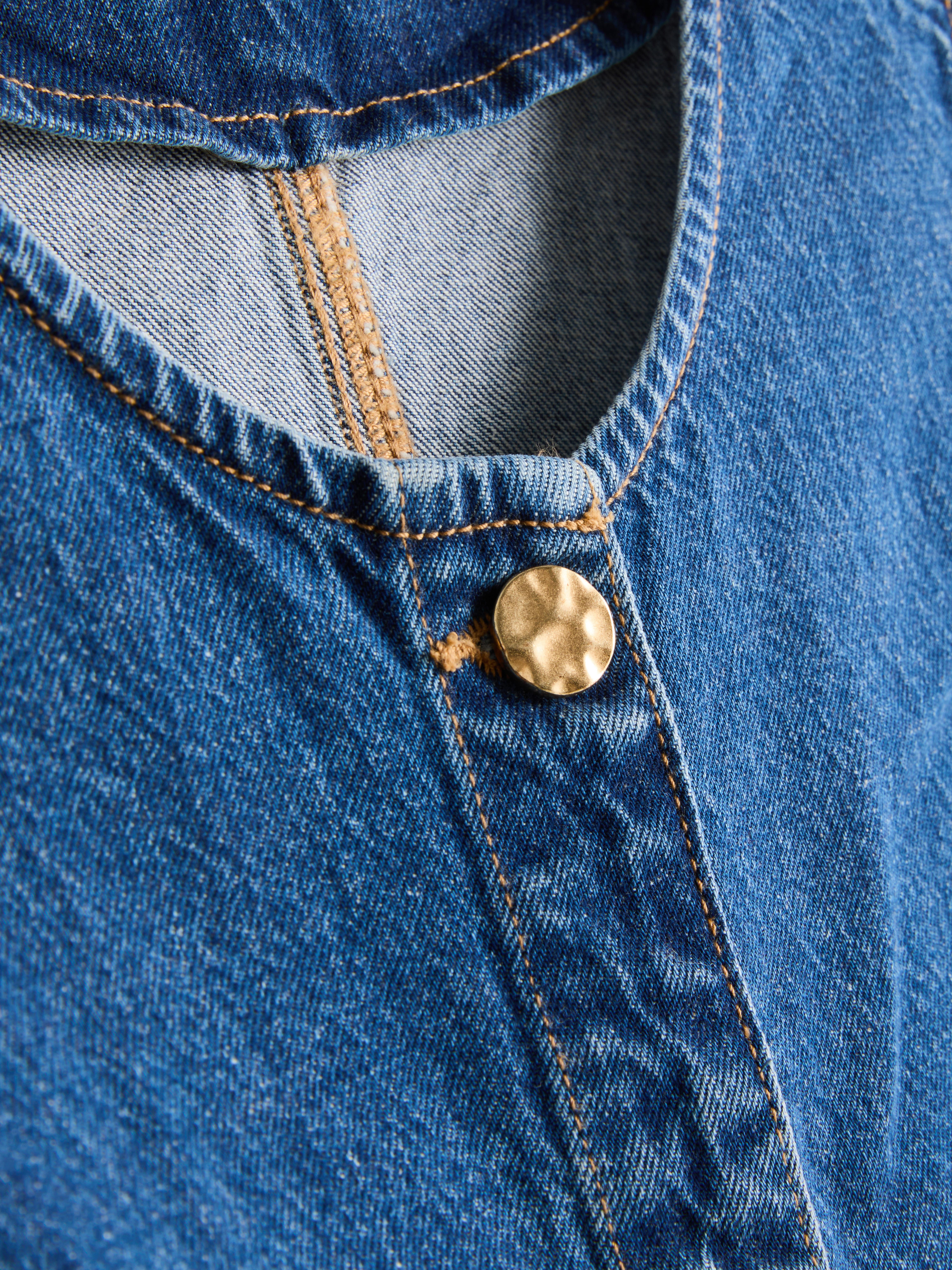 Cotton Denim Cropped Waistcoat