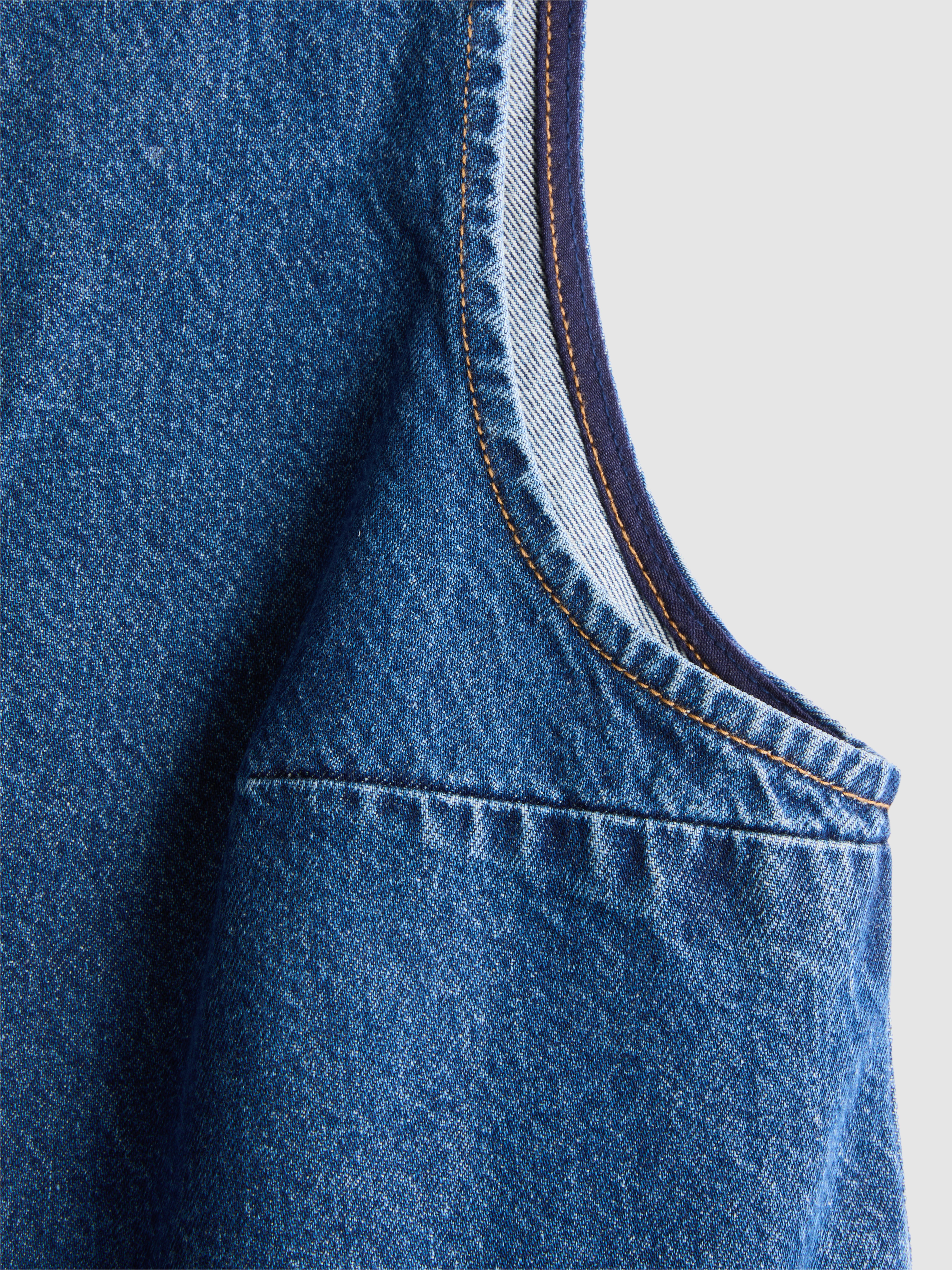 Cotton Denim Cropped Waistcoat