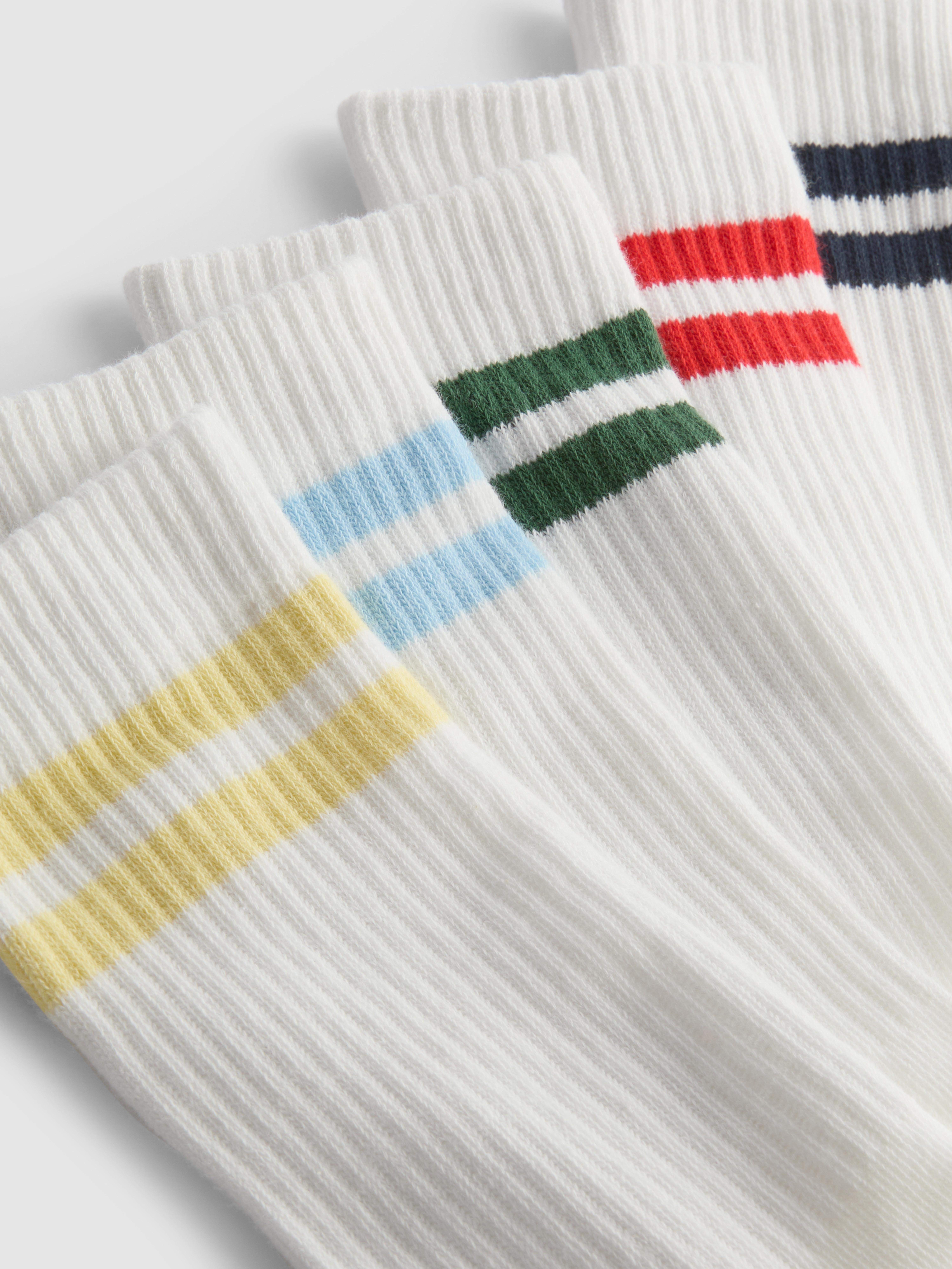 Men's Ivory 5-Pack Striped Ankle Socks