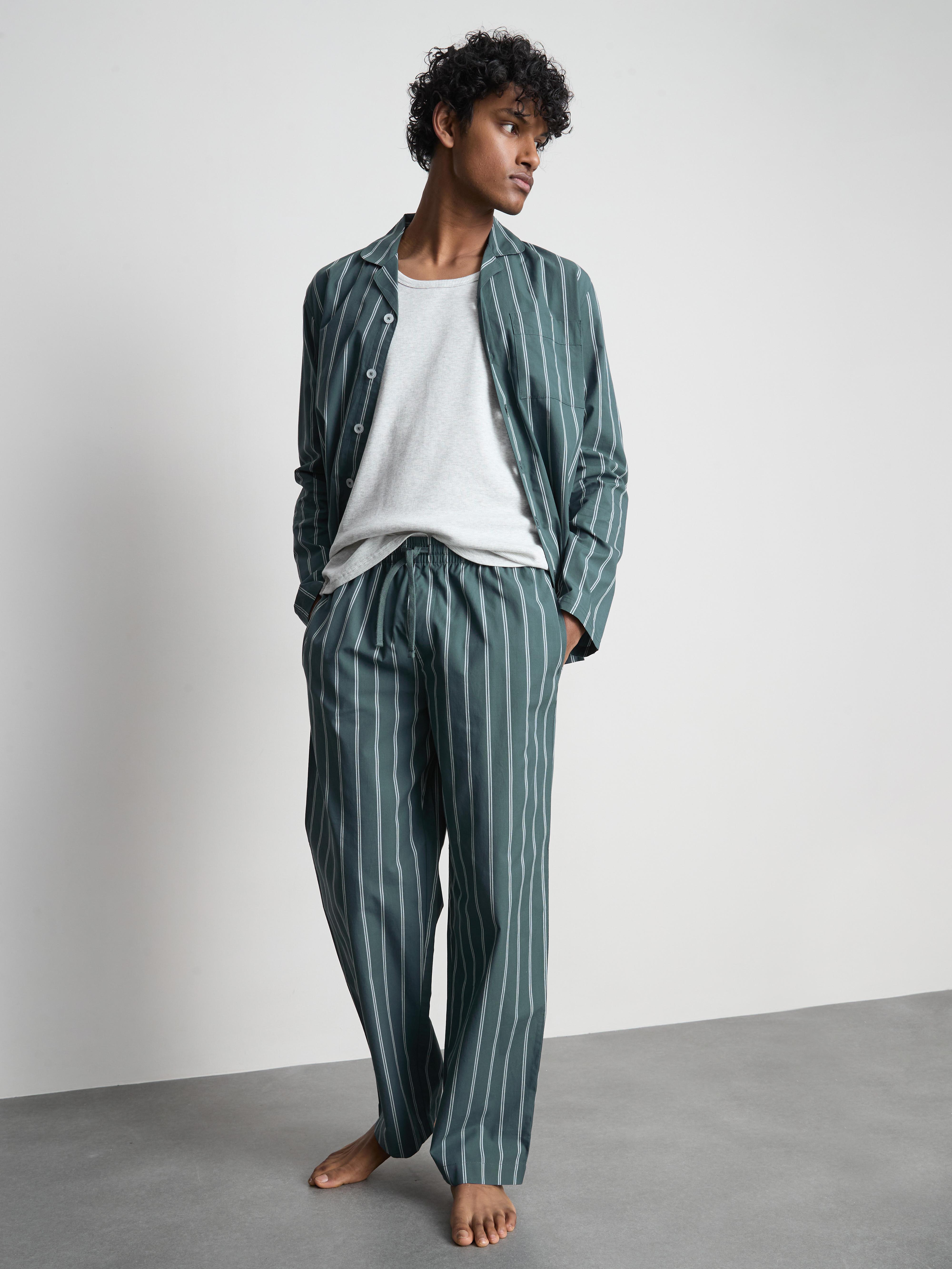Stripe Poplin Long Pajamas