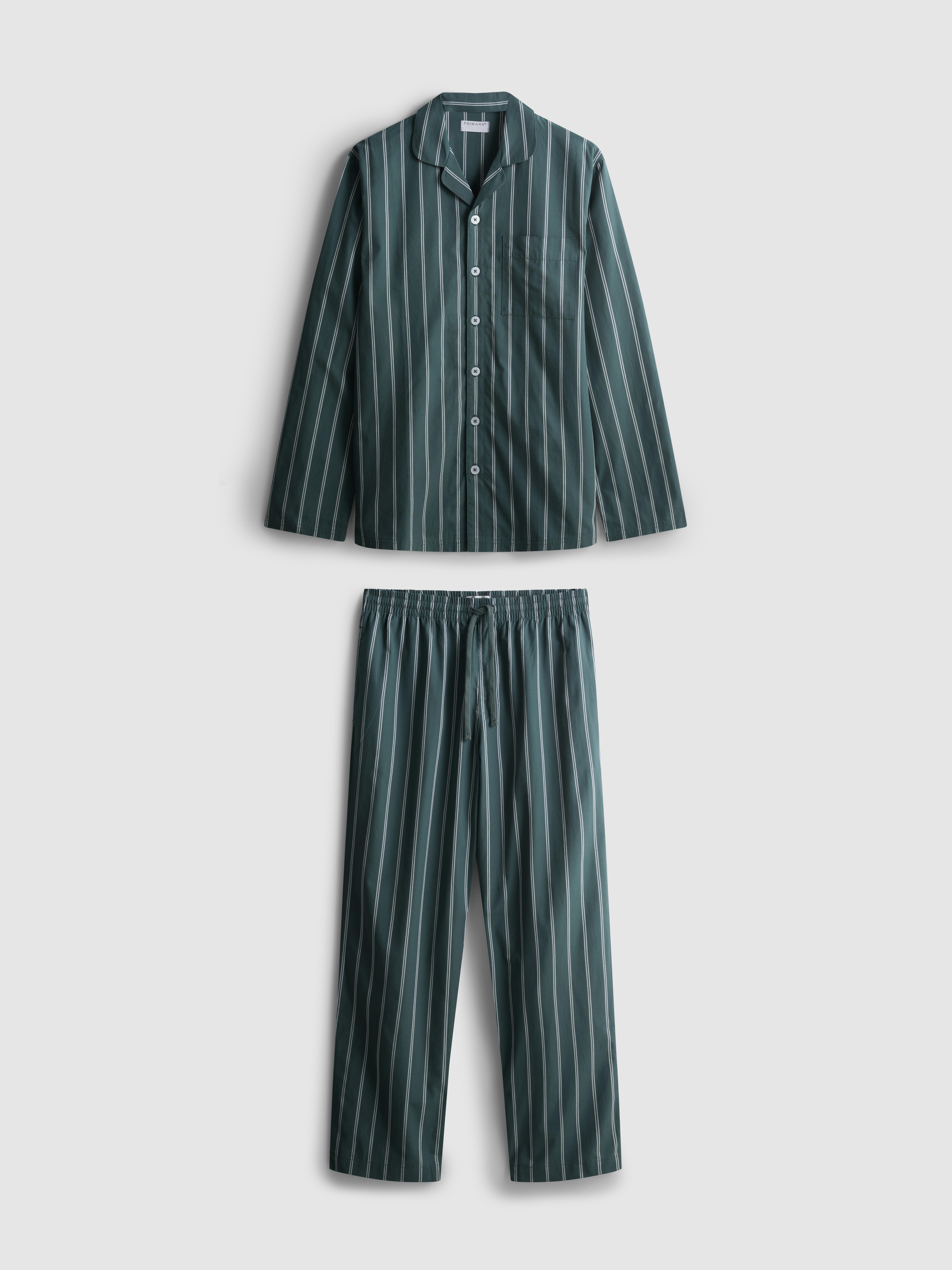 Stripe Poplin Long Pajamas