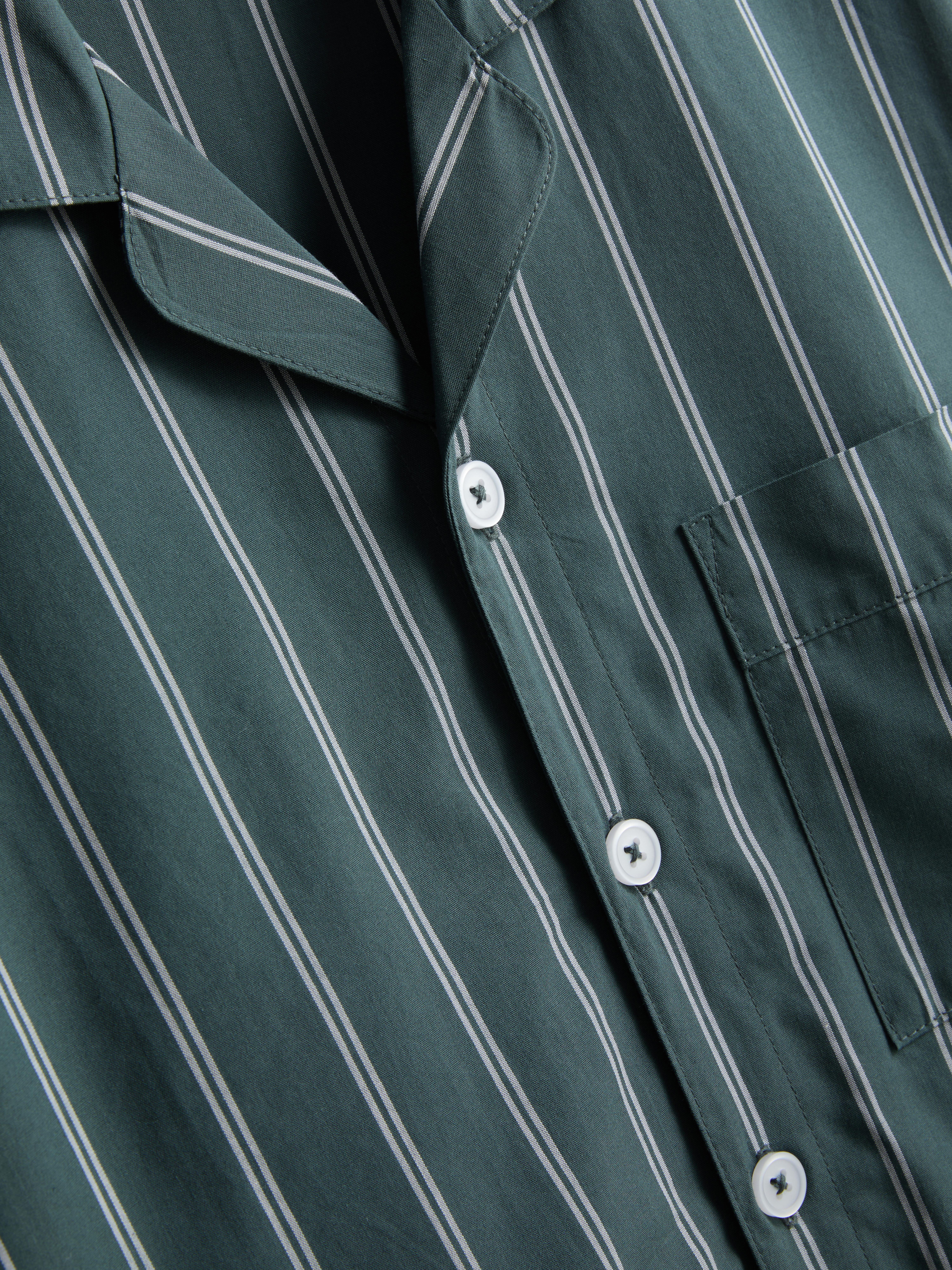 Stripe Poplin Long Pajamas