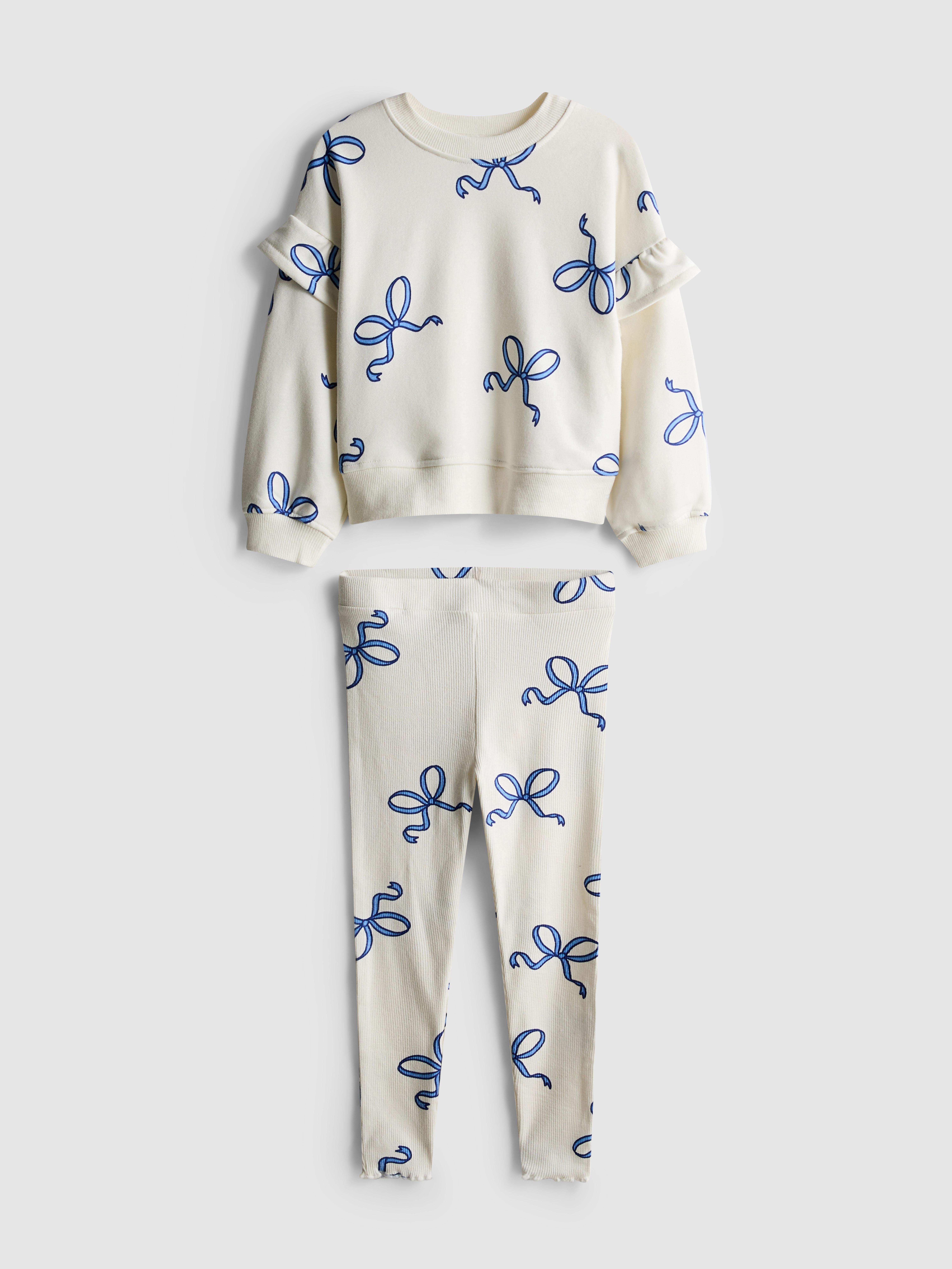 1.5-8yrs | Printed Ruffle Sweatshirt and Leggings Set