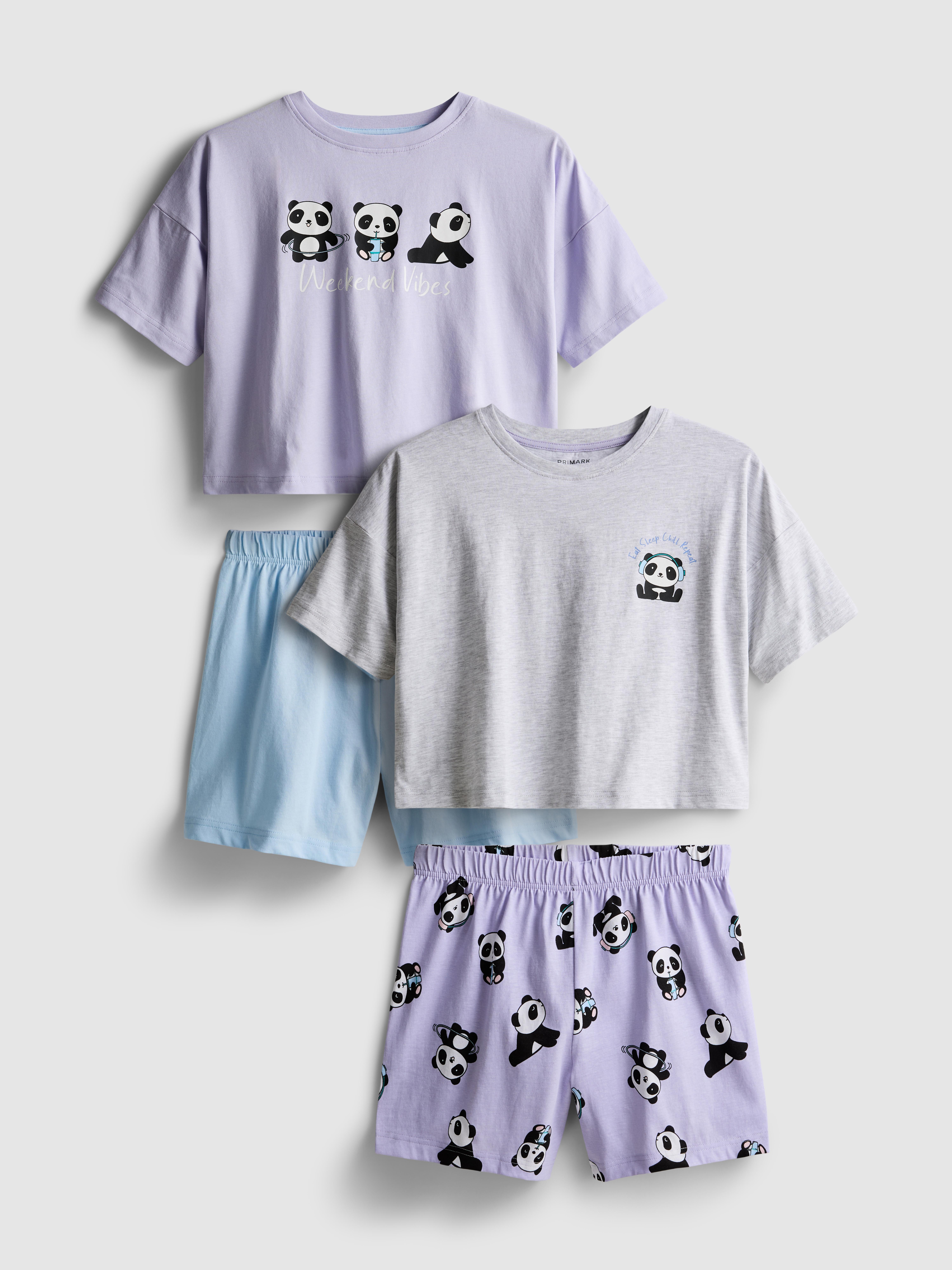 7-15 anos | Pack 2 pijamas curtos gráficos Panda