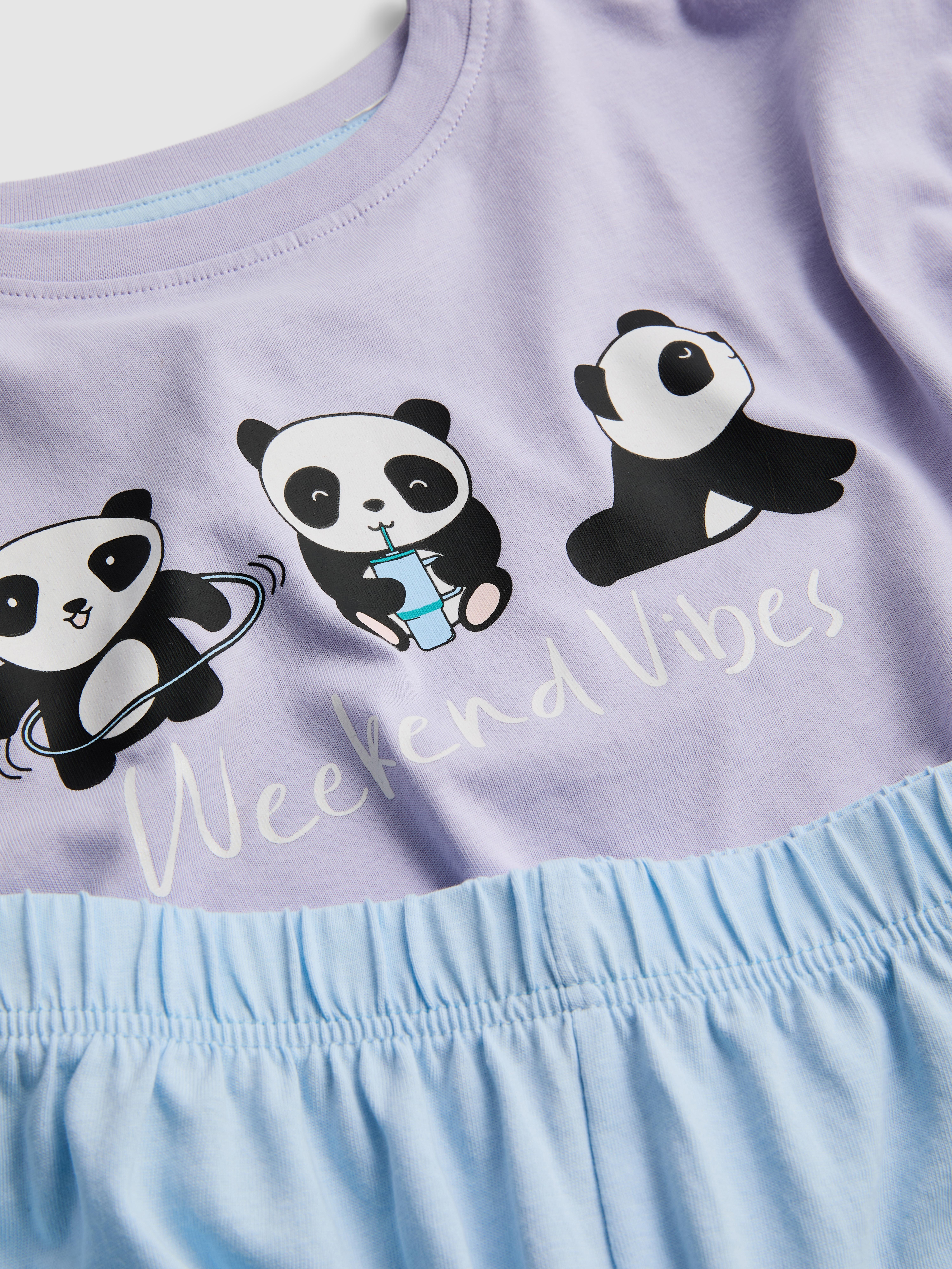 7–15 ans | Lot de 2 pyjamas courts à motif panda