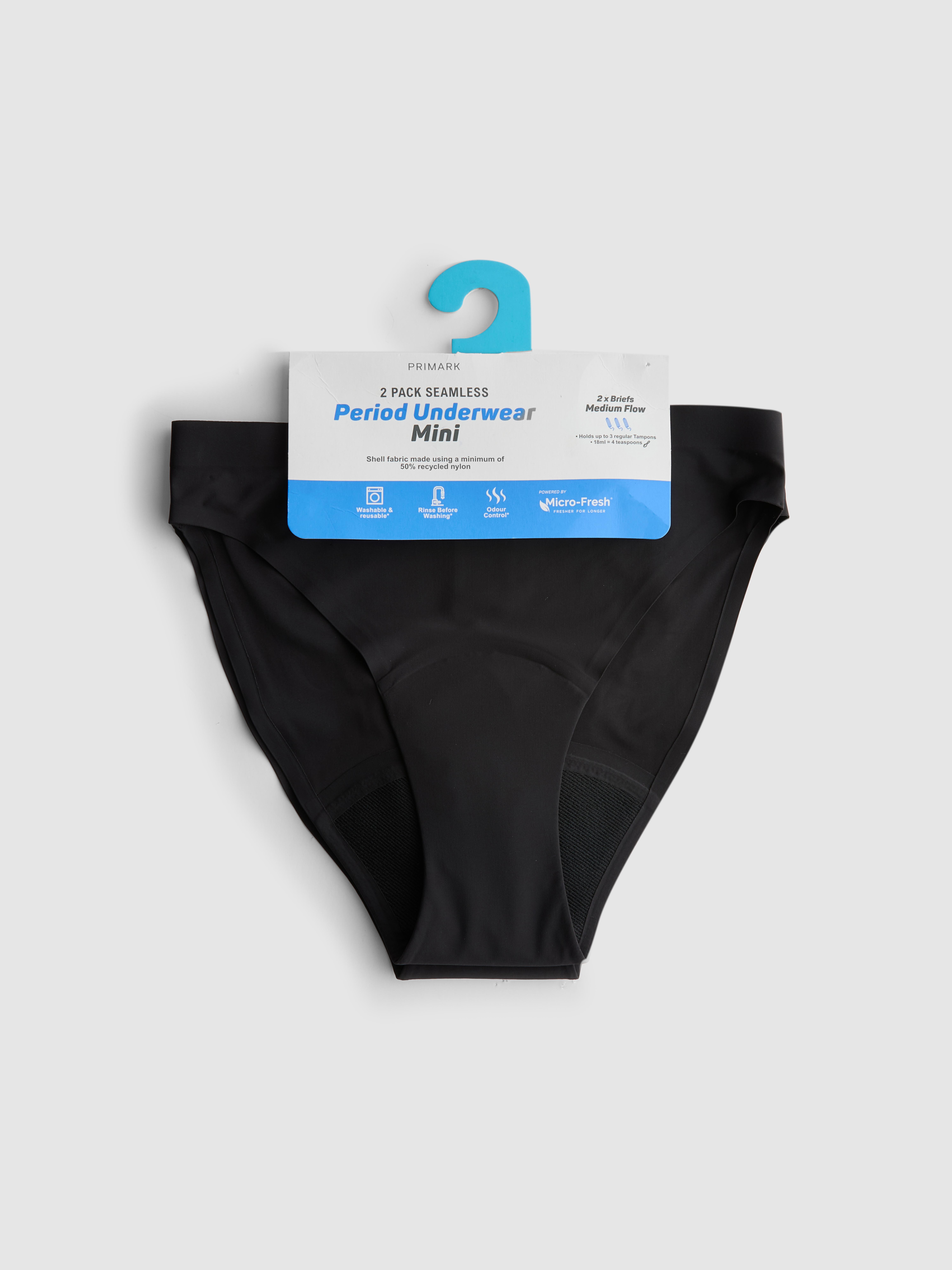 2pk Medium Flow Mini Brief Period Pants