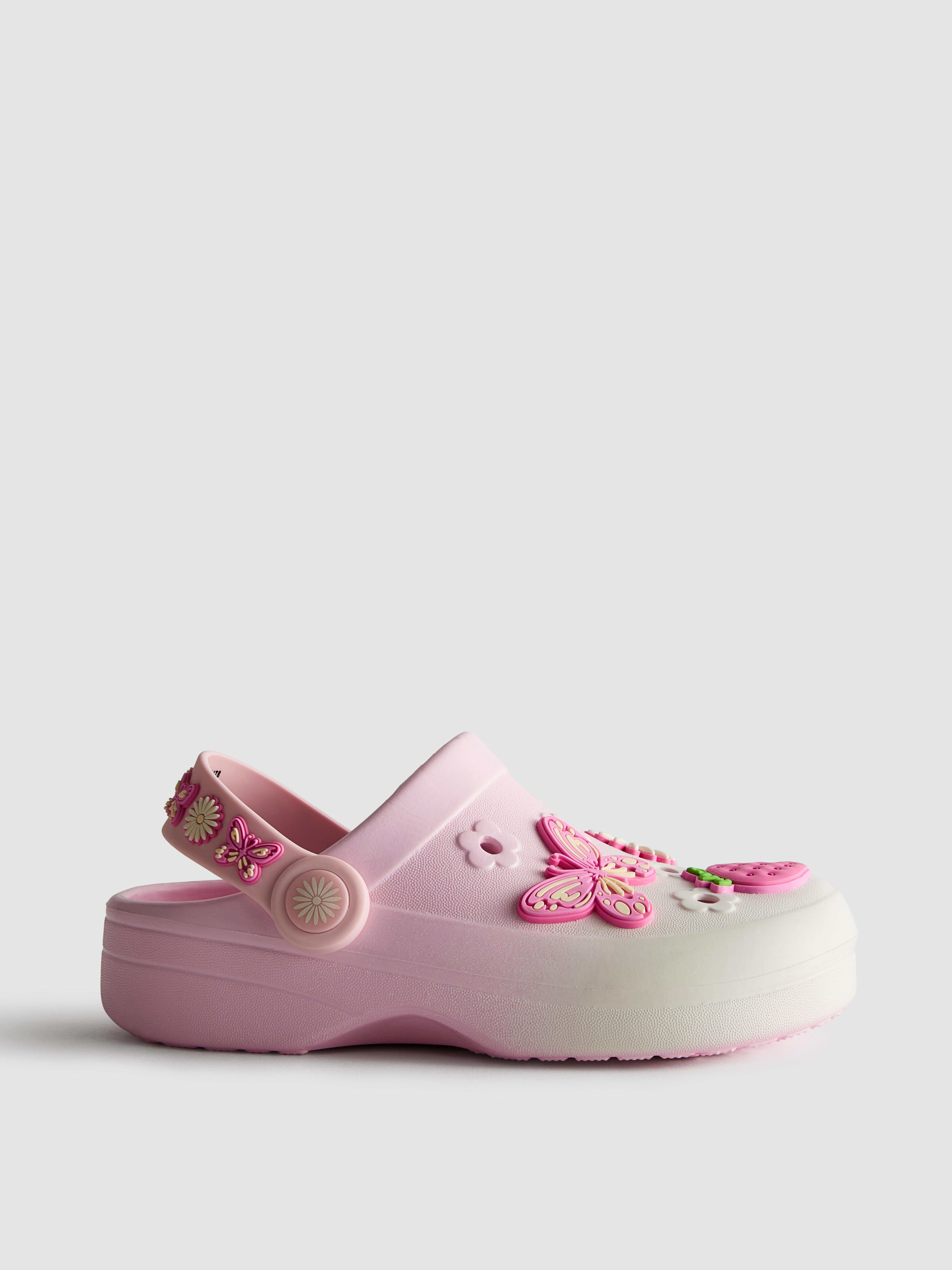 Saboți în degrade cu model fluture