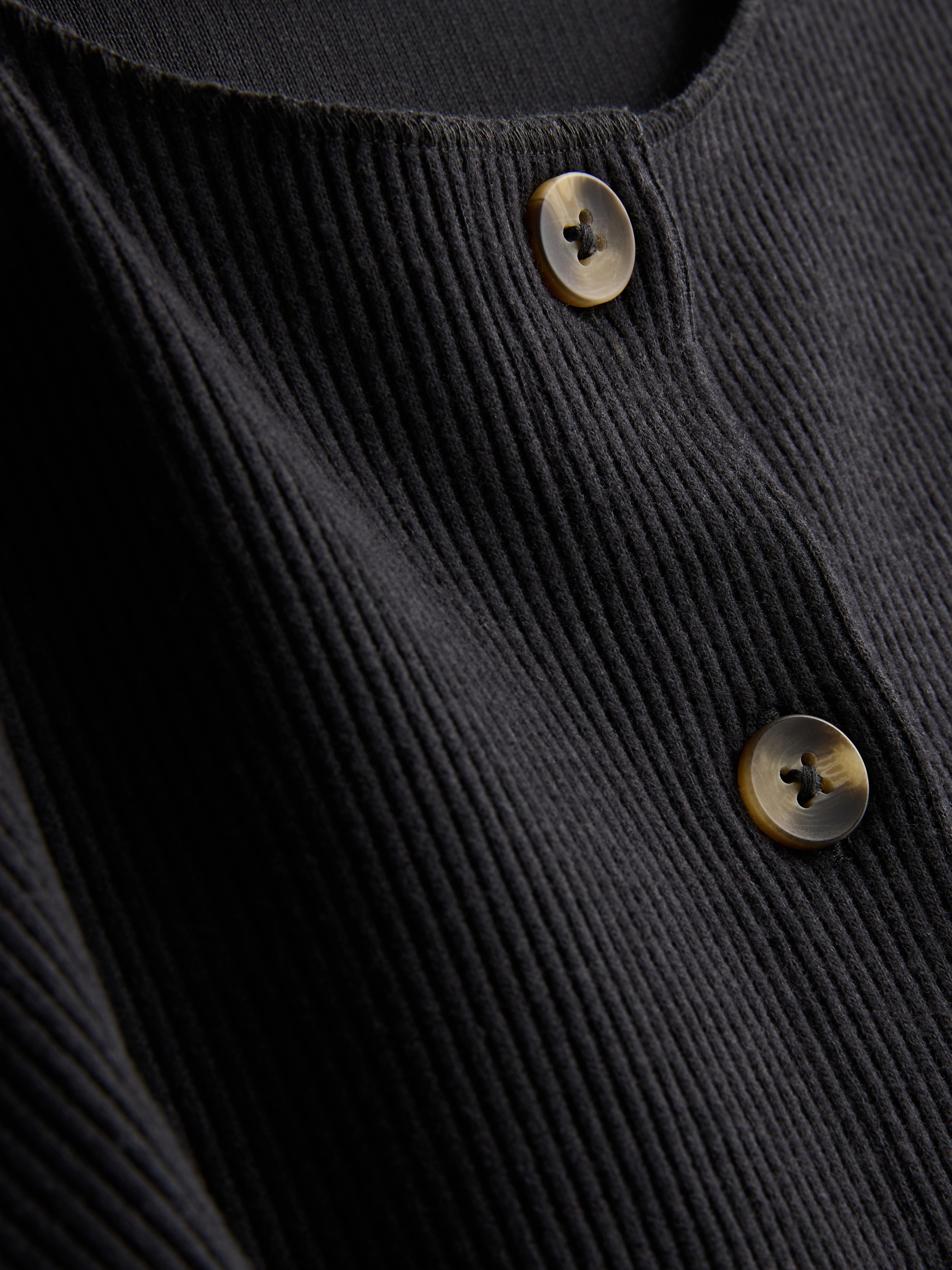 Ribbed Jersey Round-Neck Cardigan