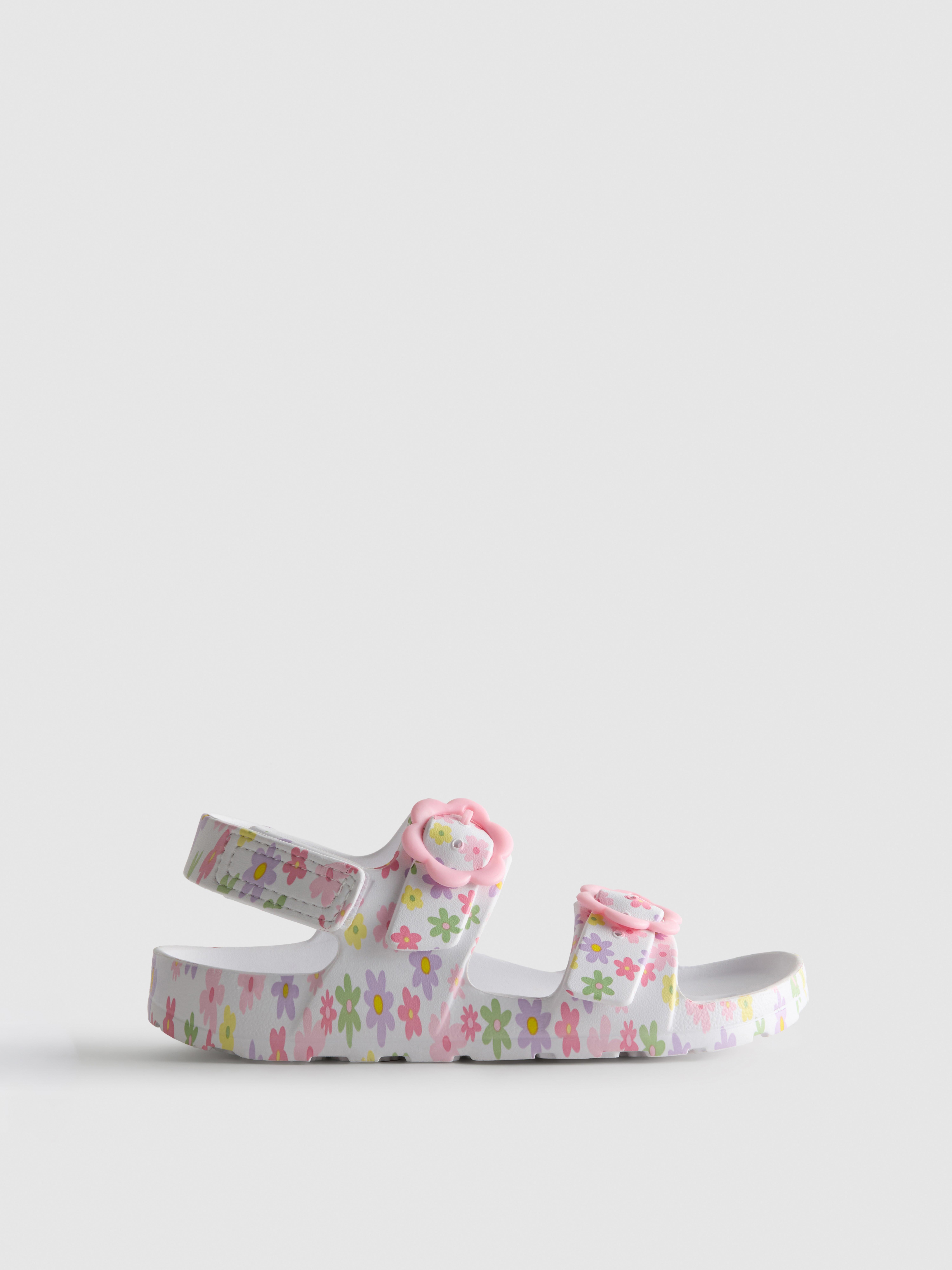 Sandalen met twee gespbanden en print