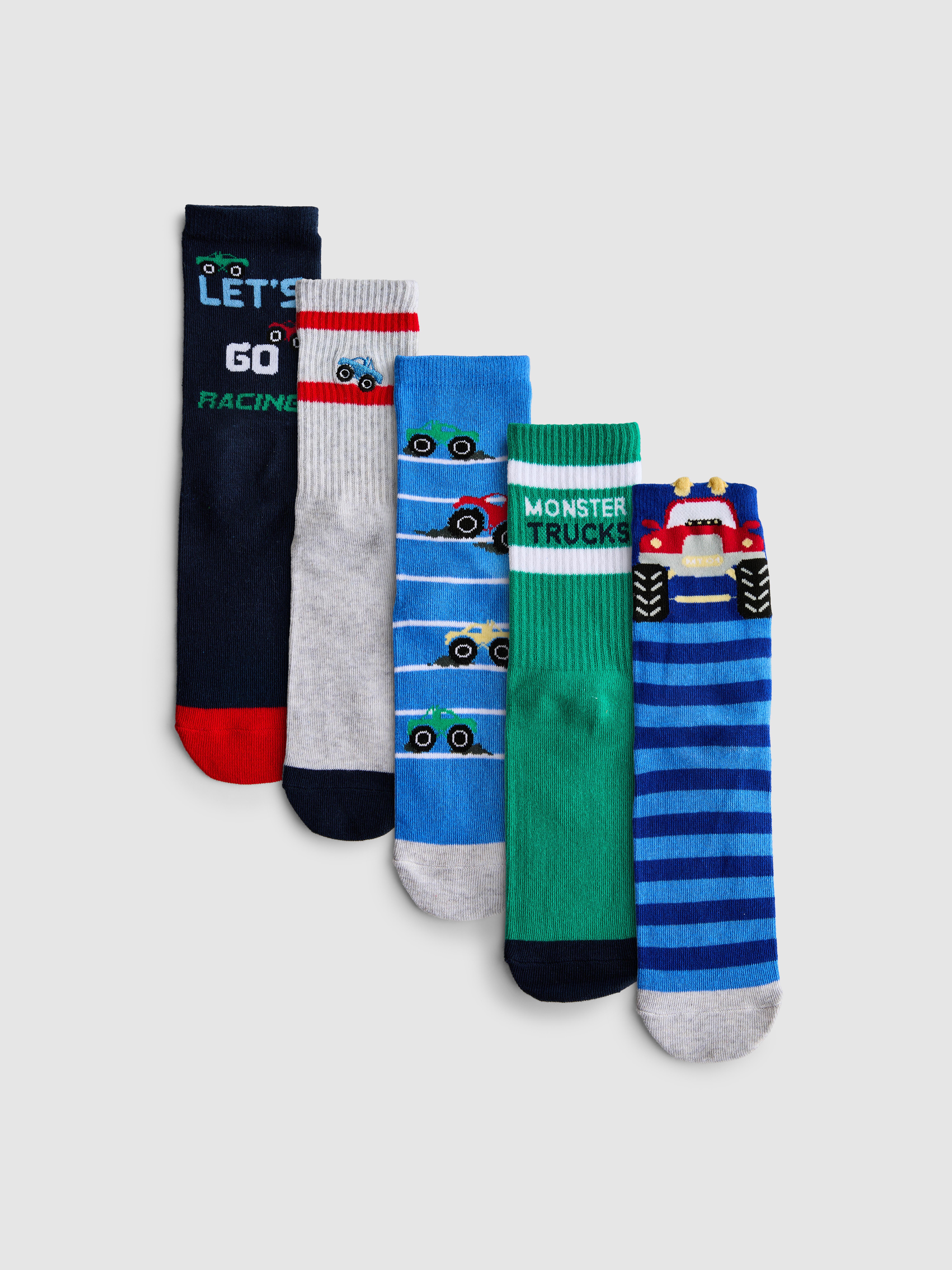 5pk Car Graphic Cotton Rich Ankle Socks