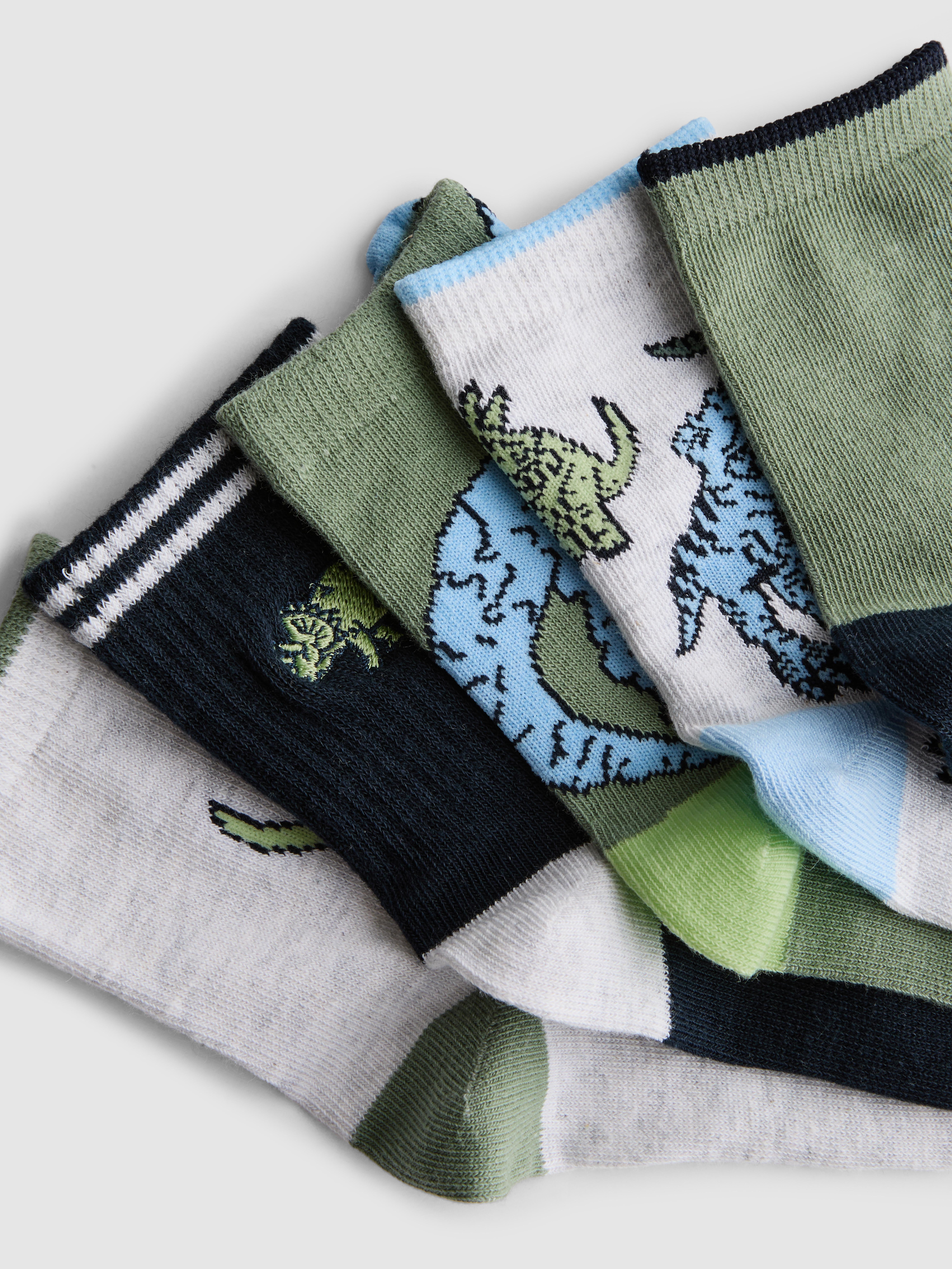 5pk Dinosaur Graphic Ankle Socks