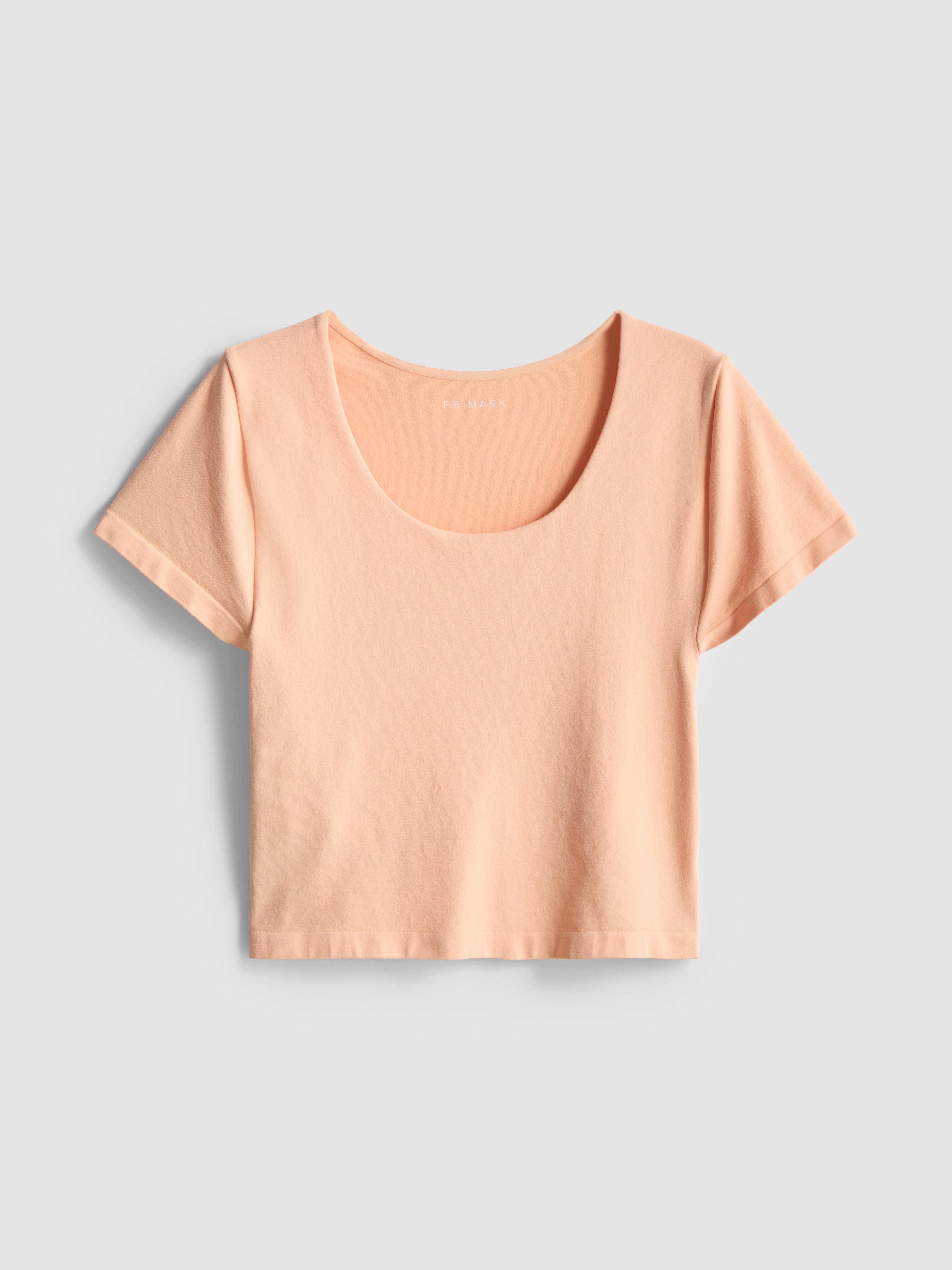 Superzachte korte top met U-hals