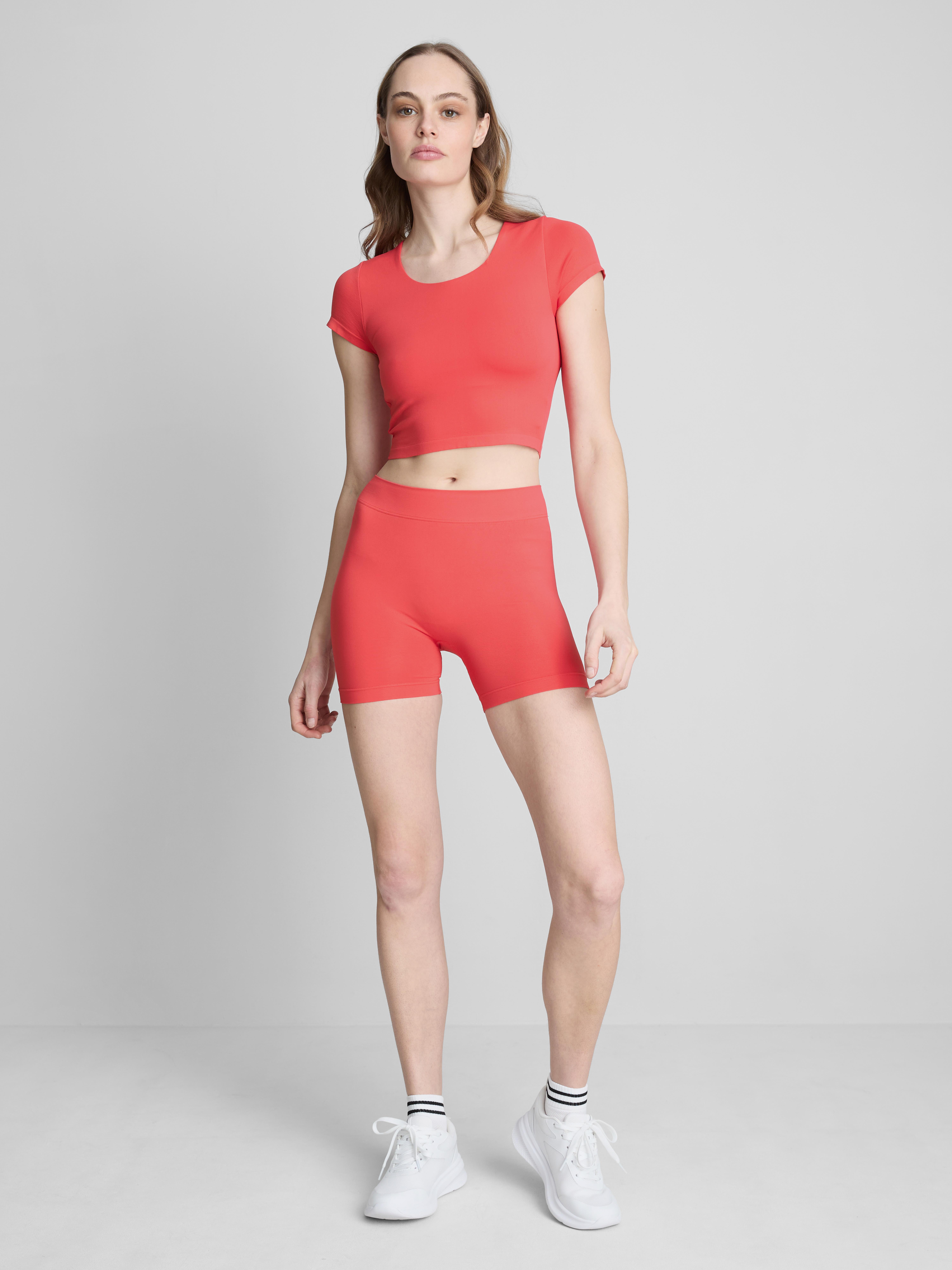 Super Soft Scoop Neck Crop Top Red