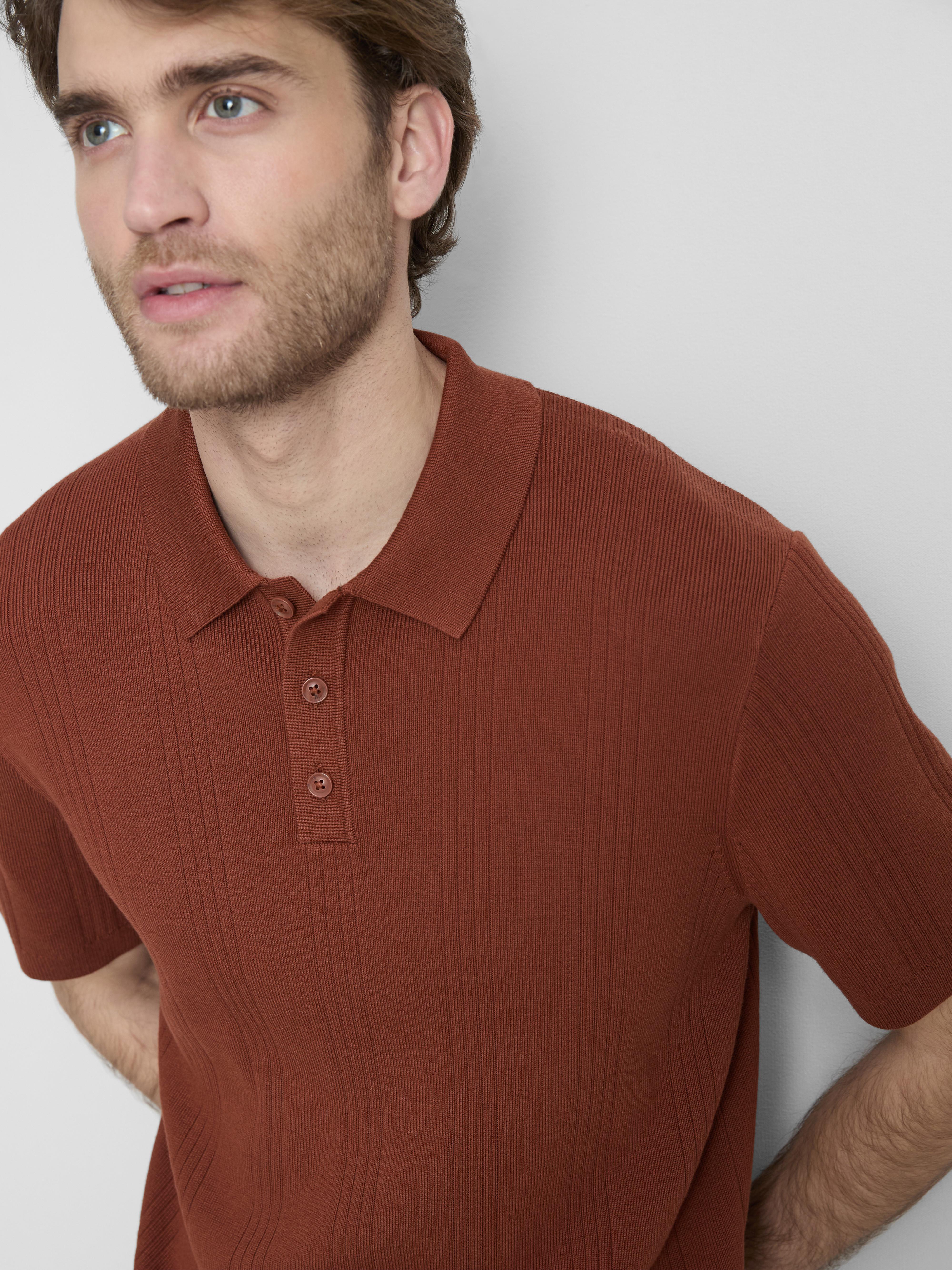 Men's Burnt Orange The Edit Knitted Polo Shirt