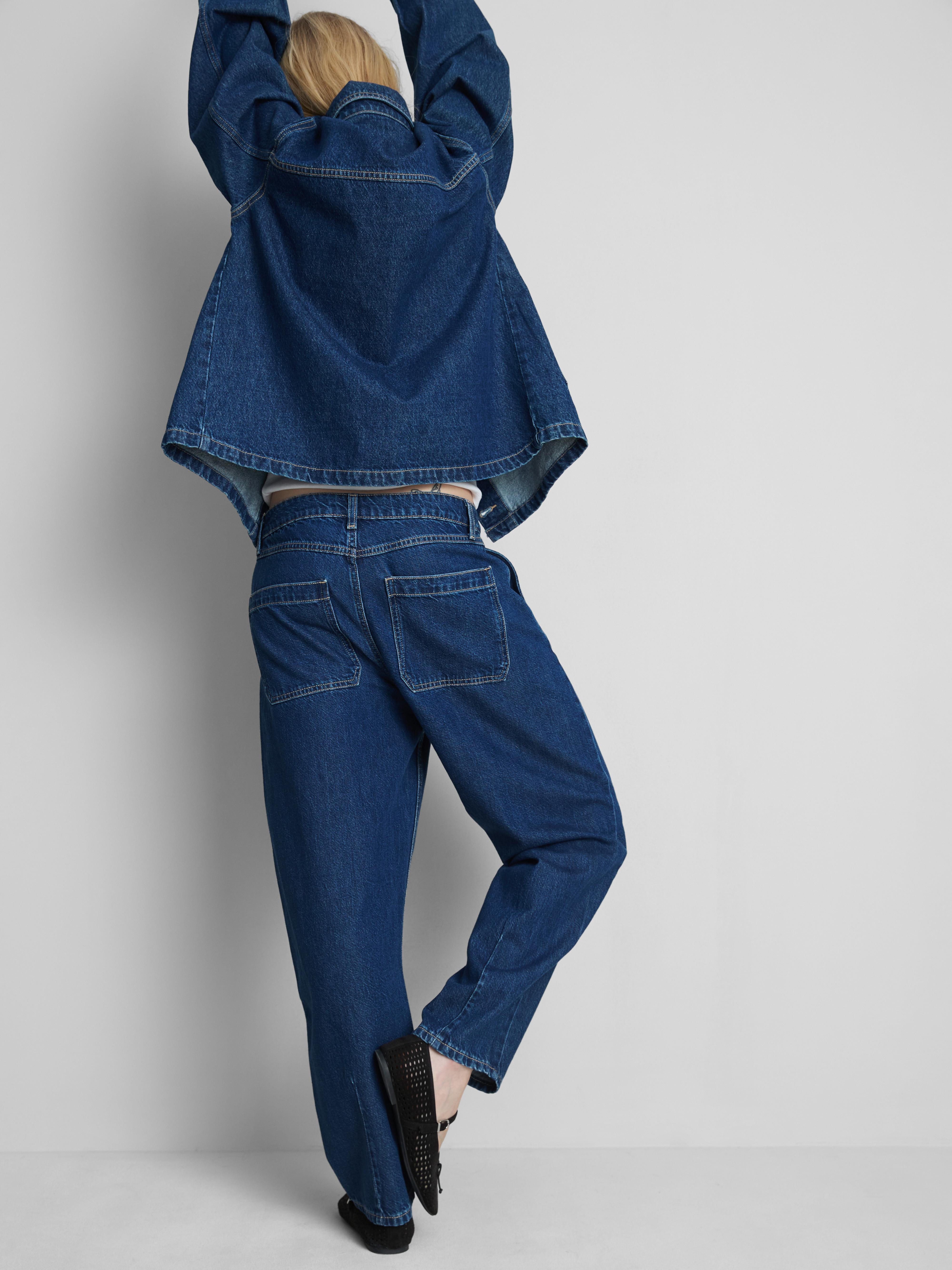 Cotton Denim Barrel-Leg Jeans