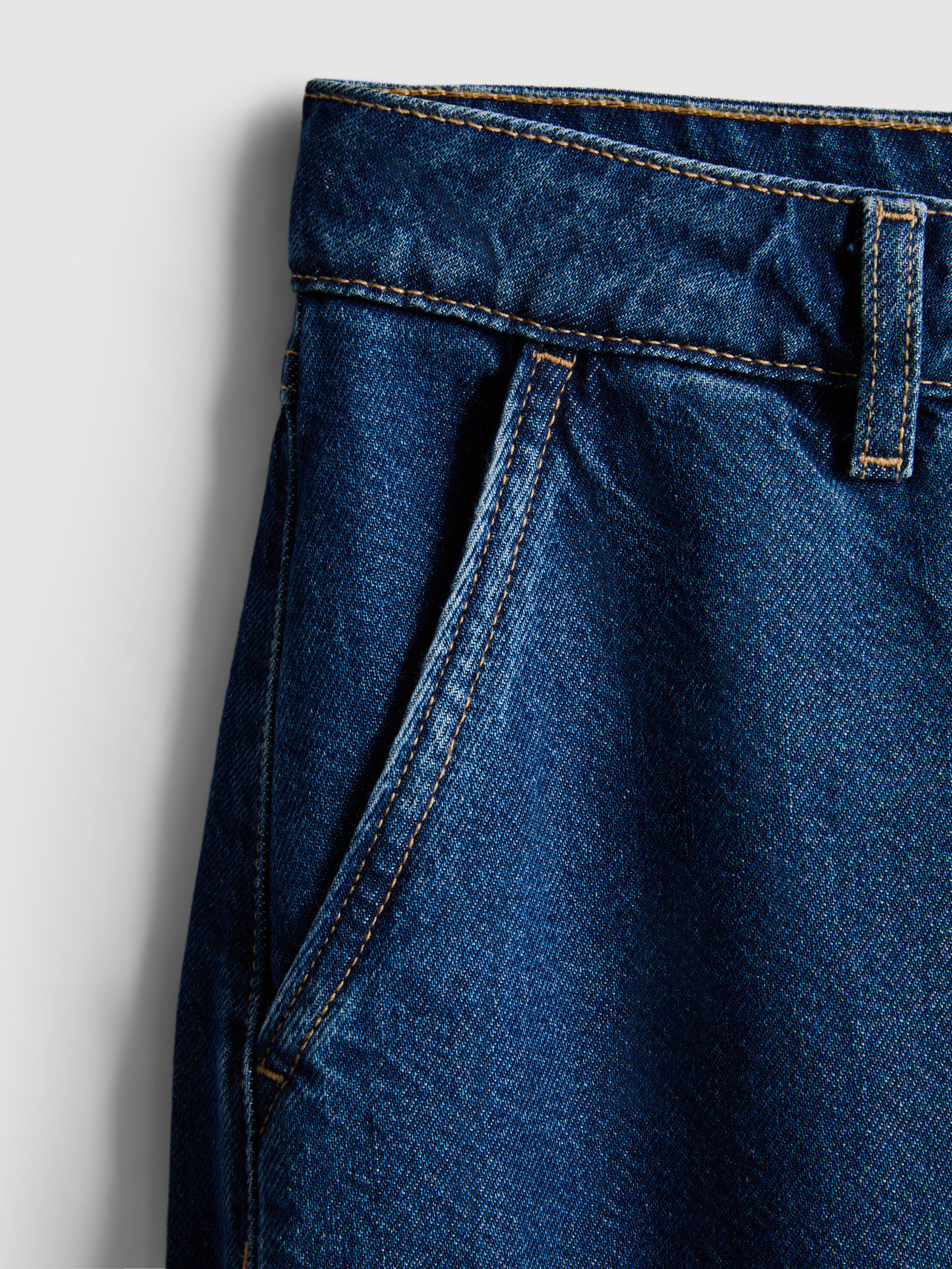 Cotton Denim Barrel-Leg Jeans