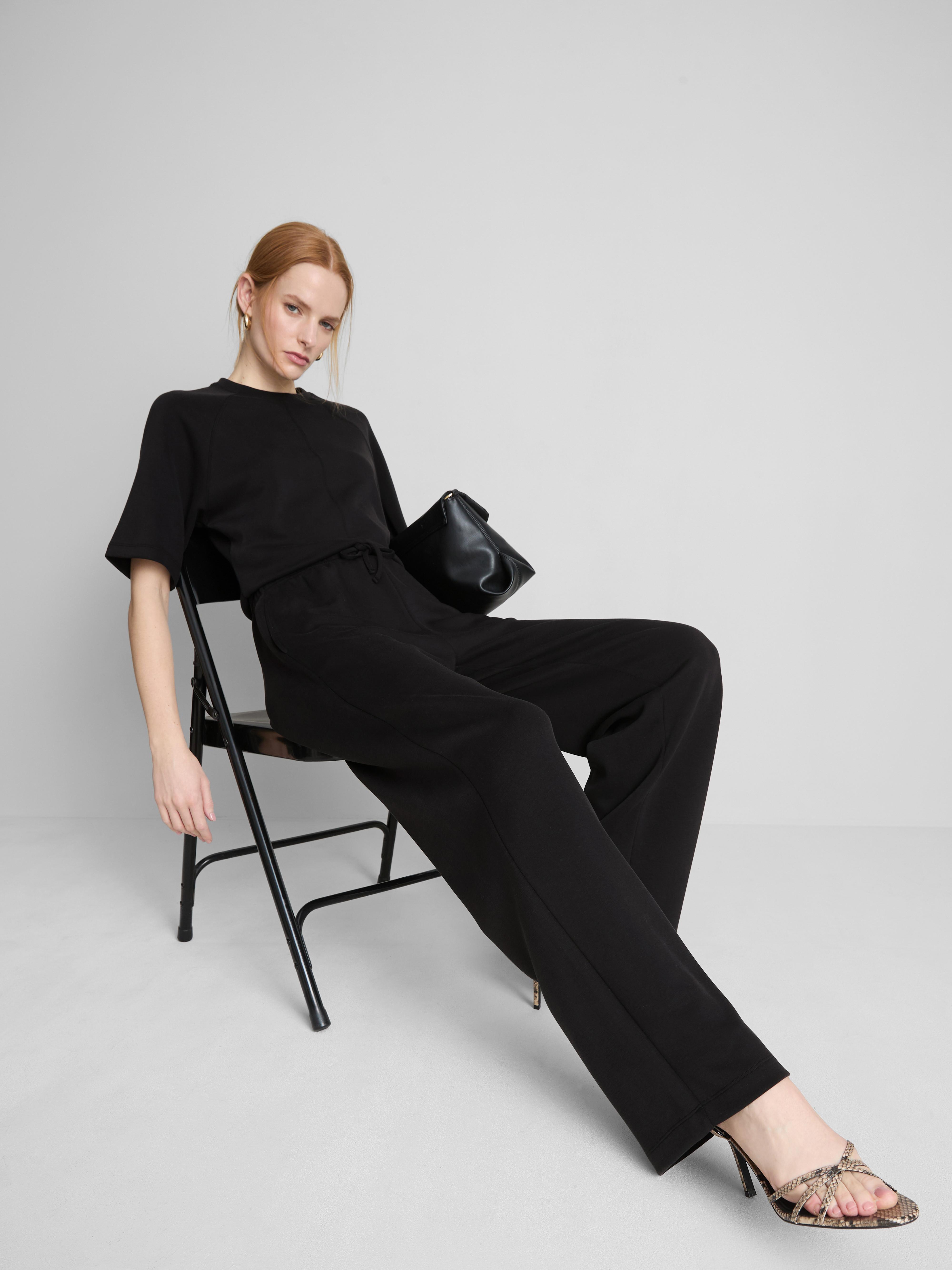 Calças cordão corte perna larga