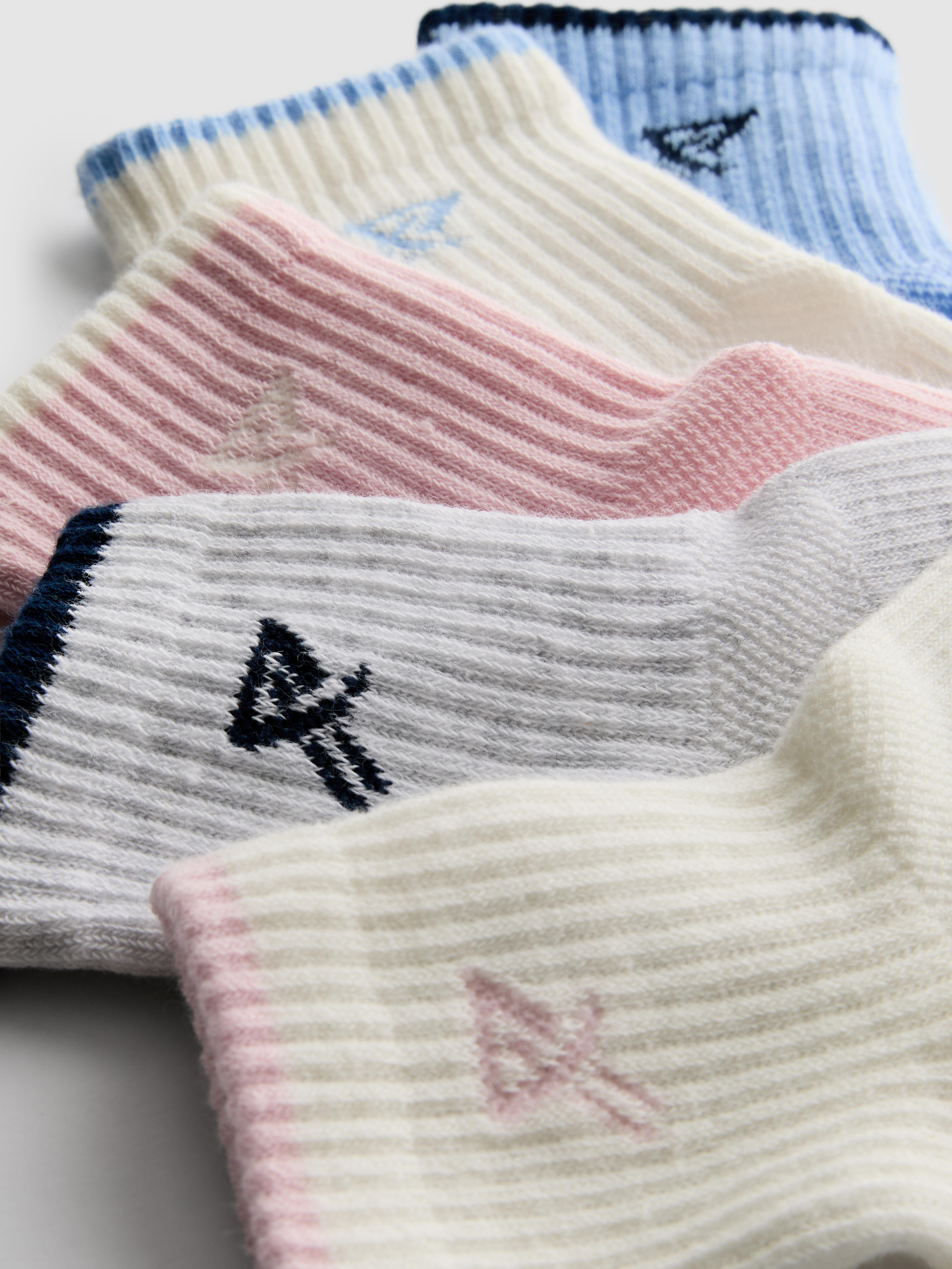 Girls Multi 5pk Active Quarter Crew Socks