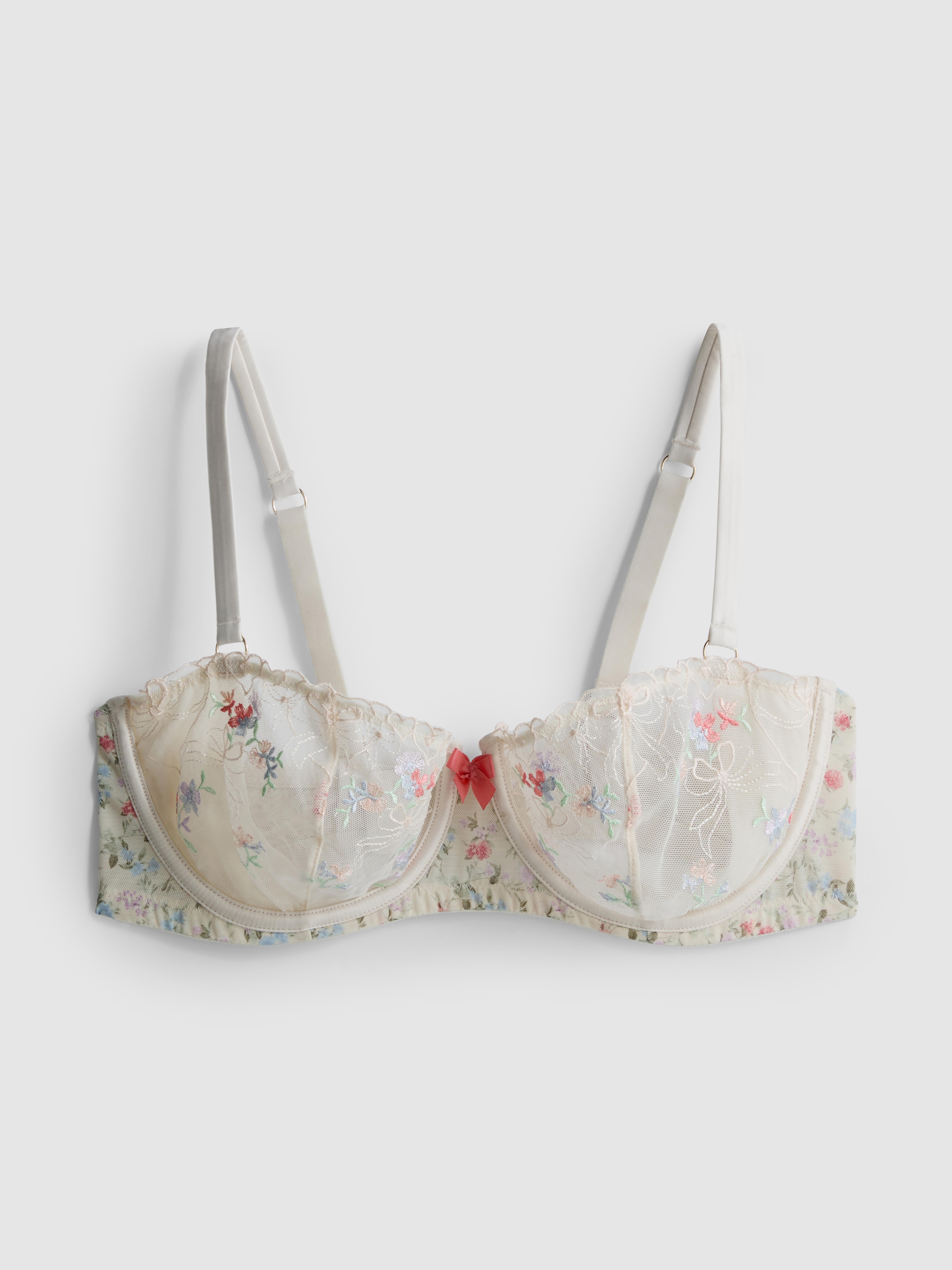Floral Mesh Underwired Balcony Bra