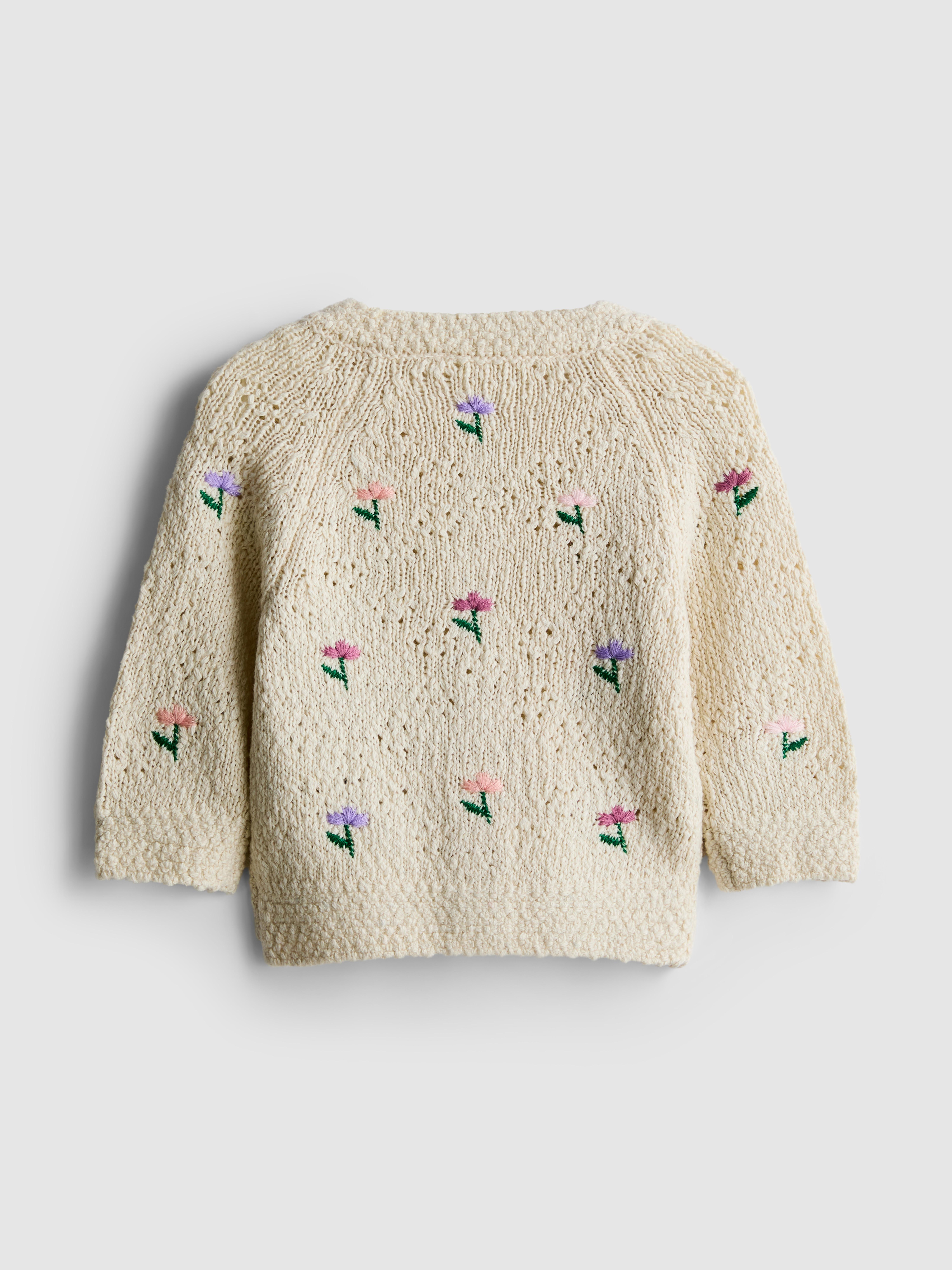 0 - 18 luni | Cardigan pentru nou-născuți cu broderie florală