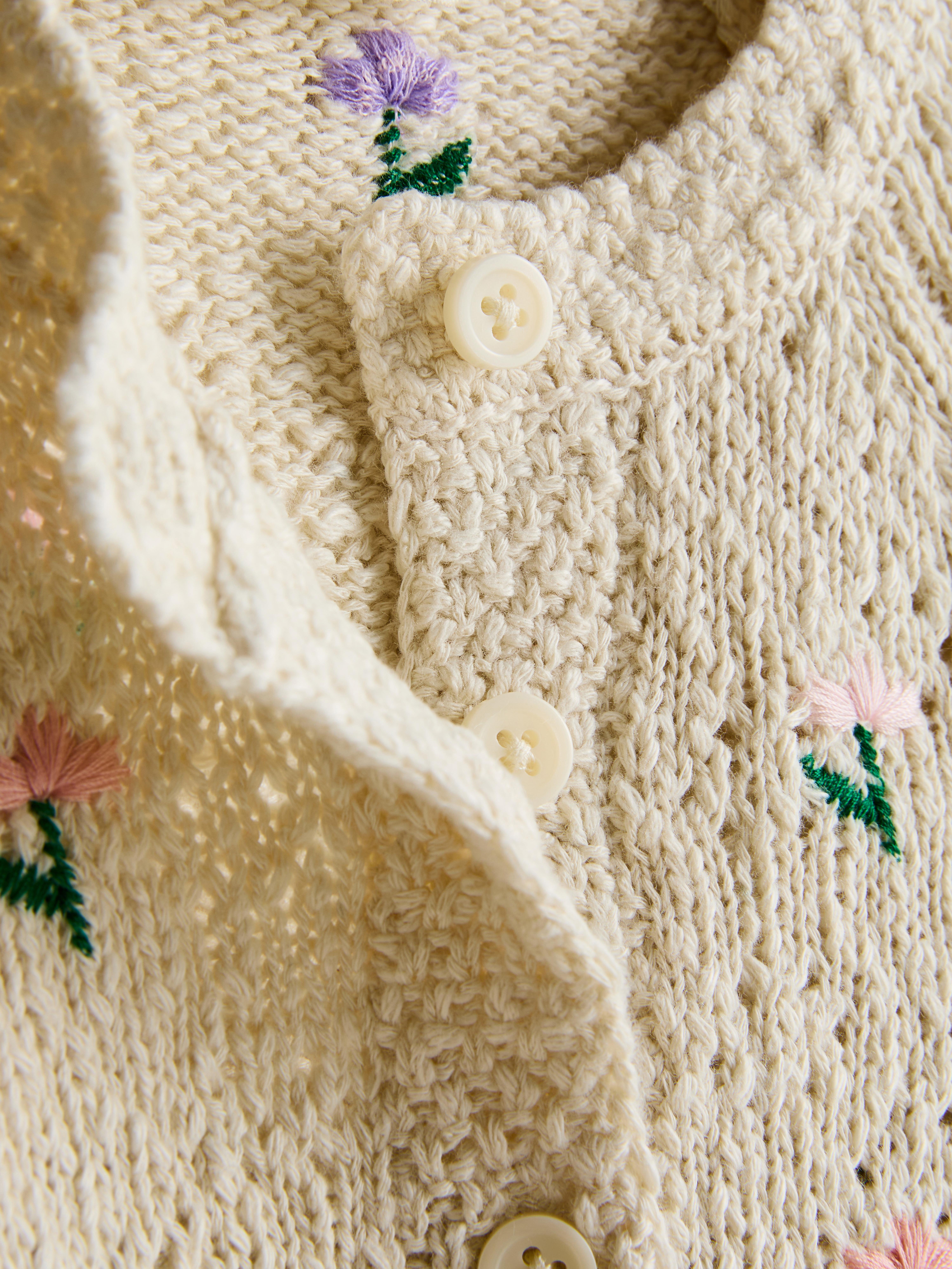 0 - 18 luni | Cardigan pentru nou-născuți cu broderie florală