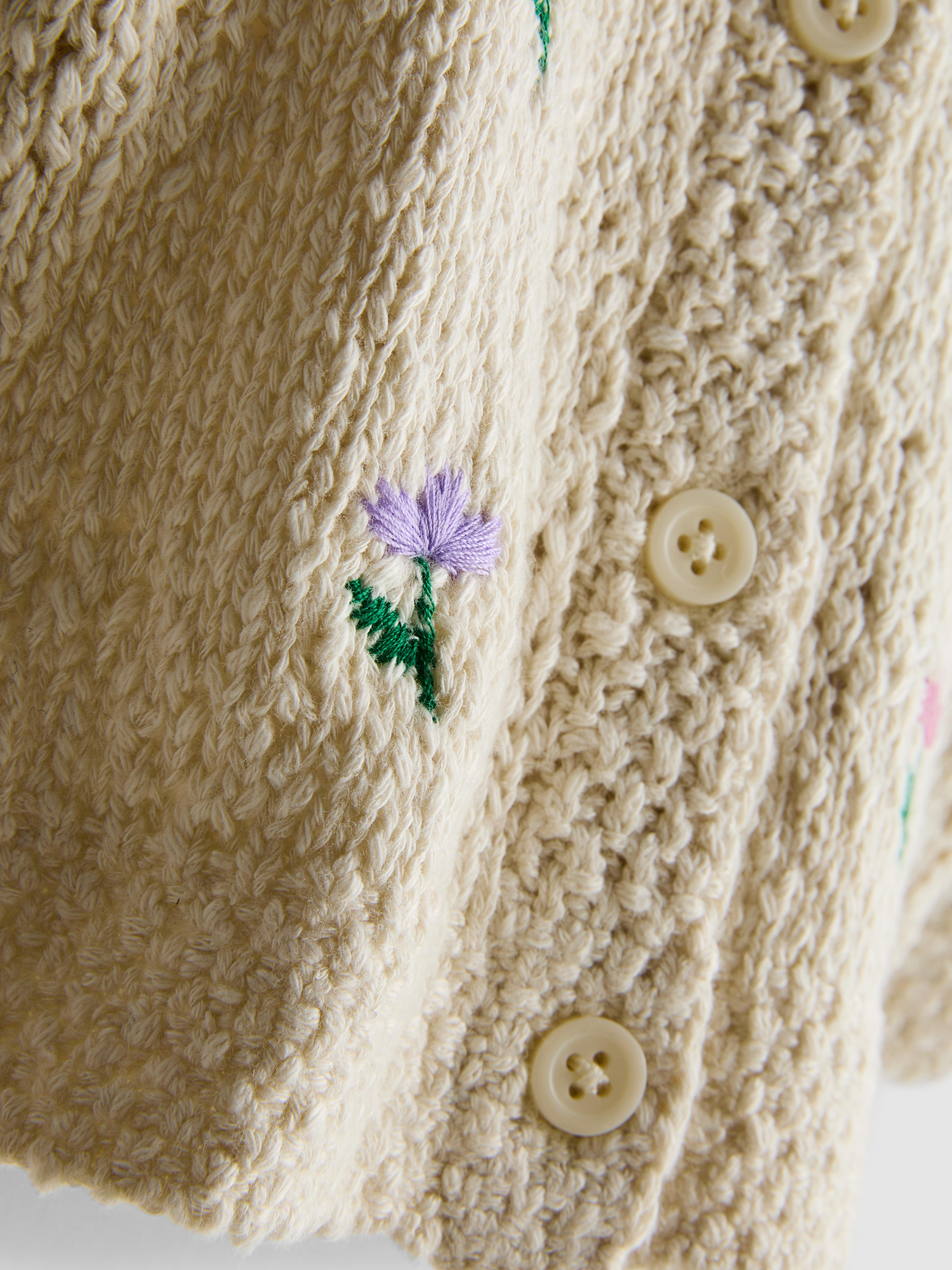 0 - 18 luni | Cardigan pentru nou-născuți cu broderie florală
