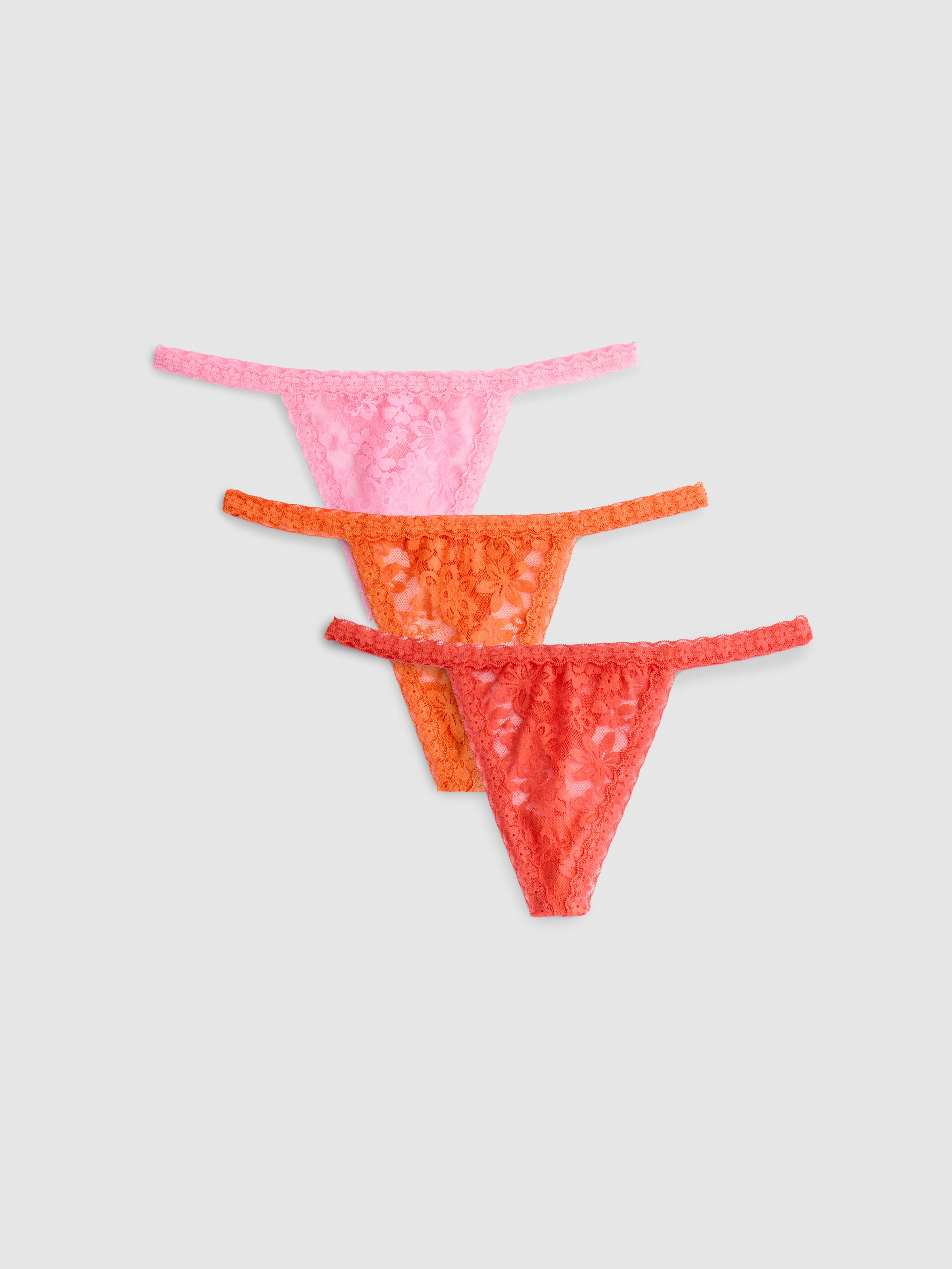 3pk Lace String Thongs