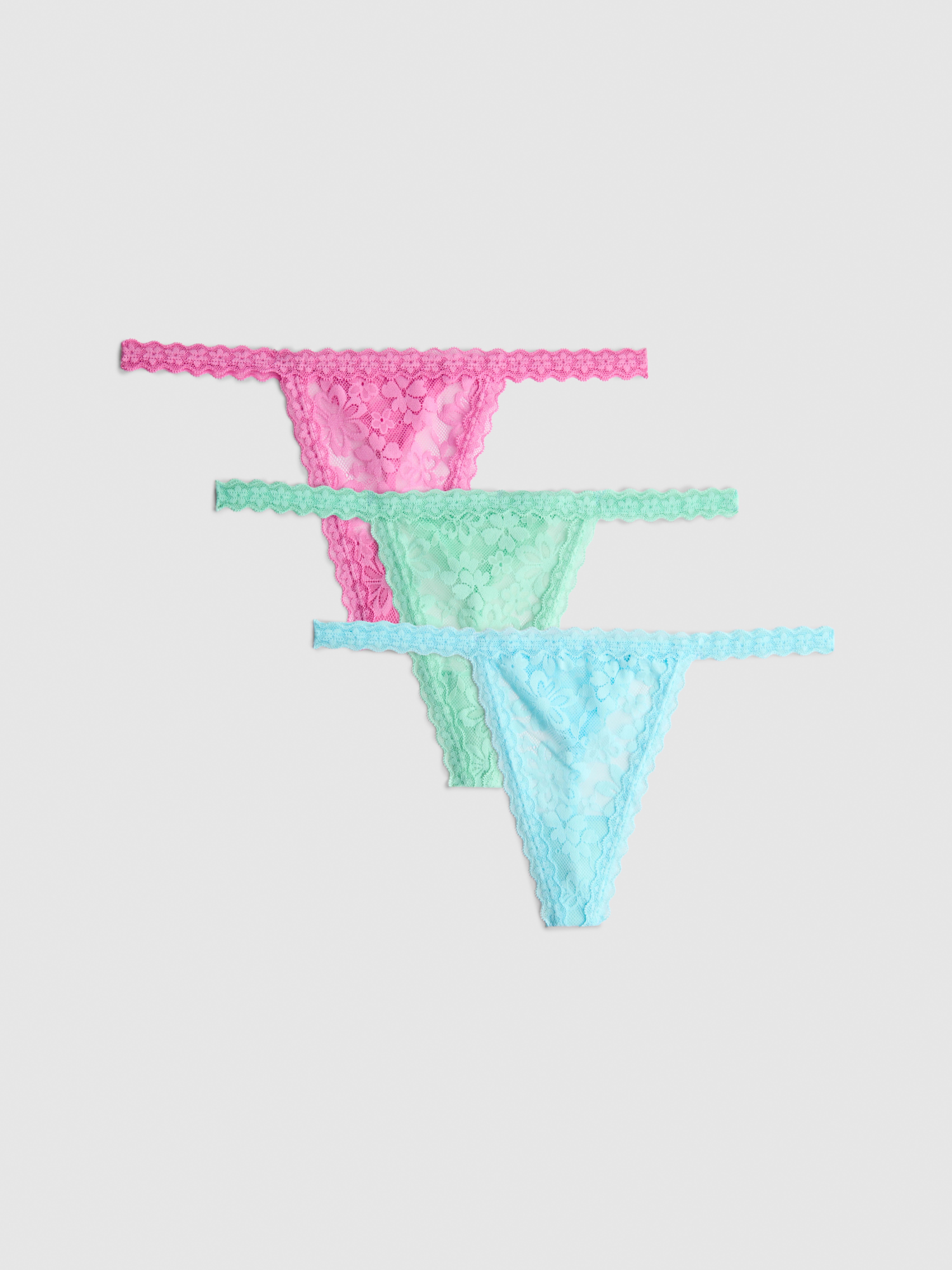 3pk Lace String Thongs