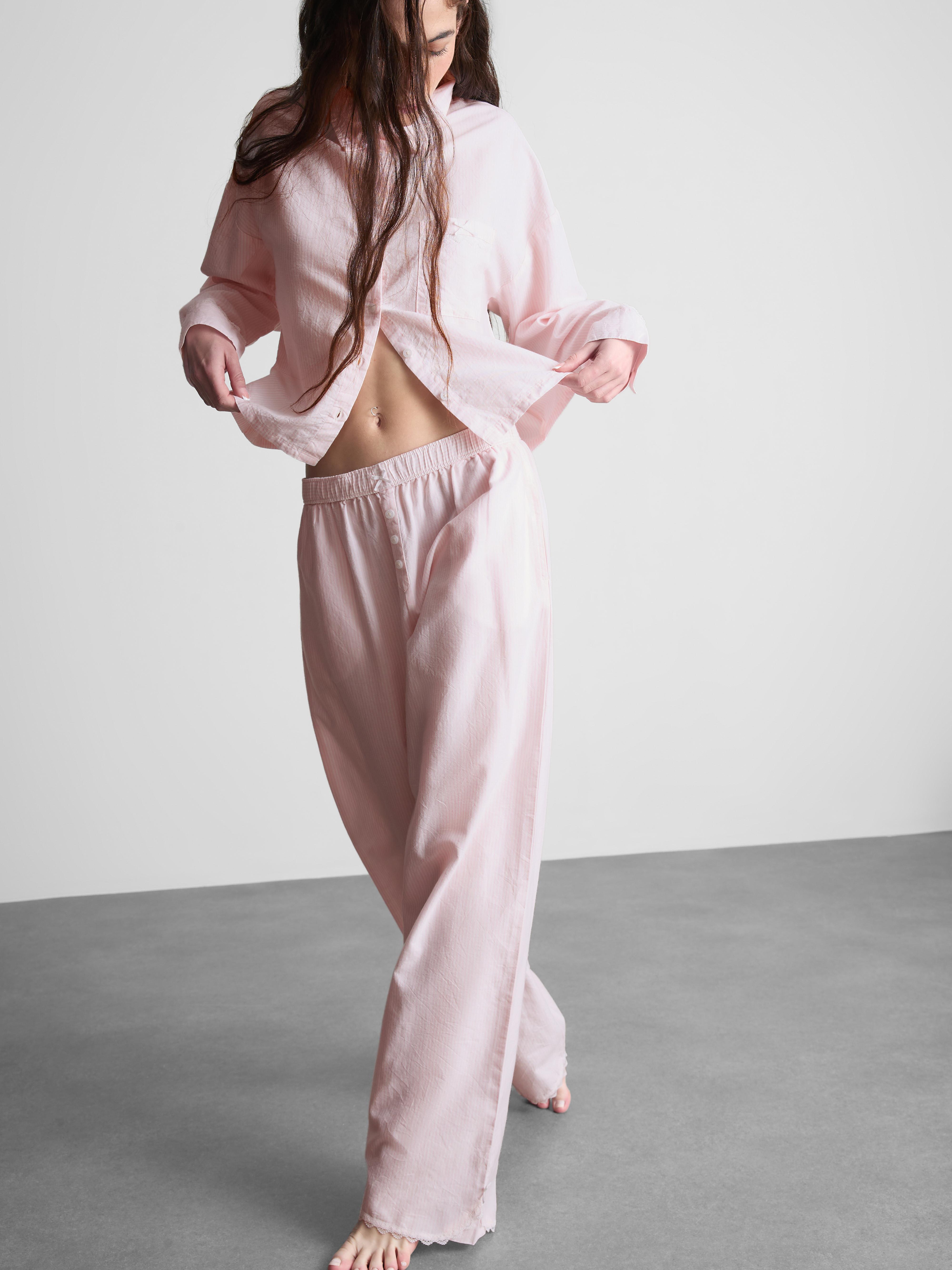 Cămașă de pijama Oxford țesută din bumbac