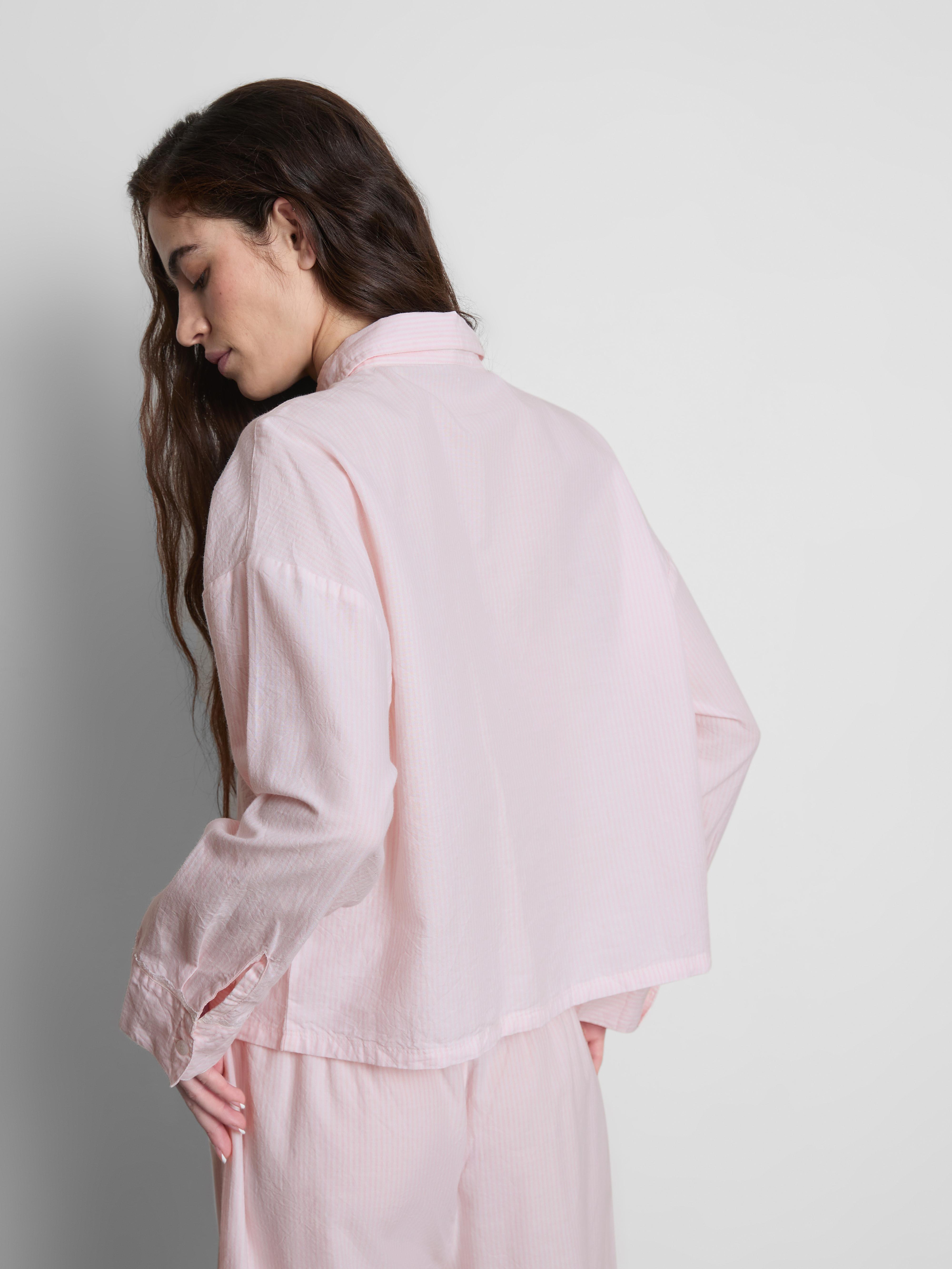 Camisa de pijama Oxford de algodón tejido