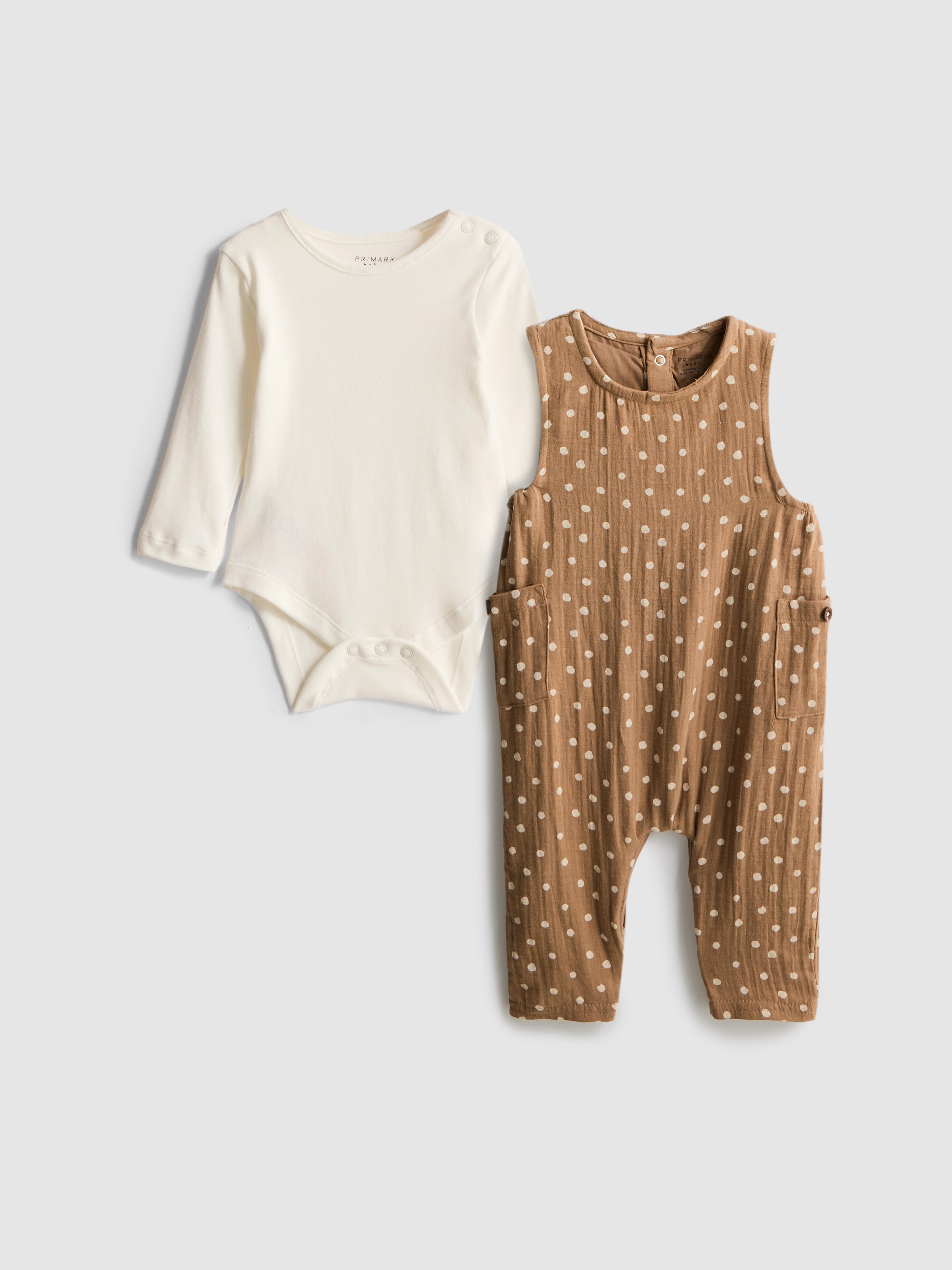 0-18mths | Long Sleeve Bodysuit and Dungarees Newborn Set