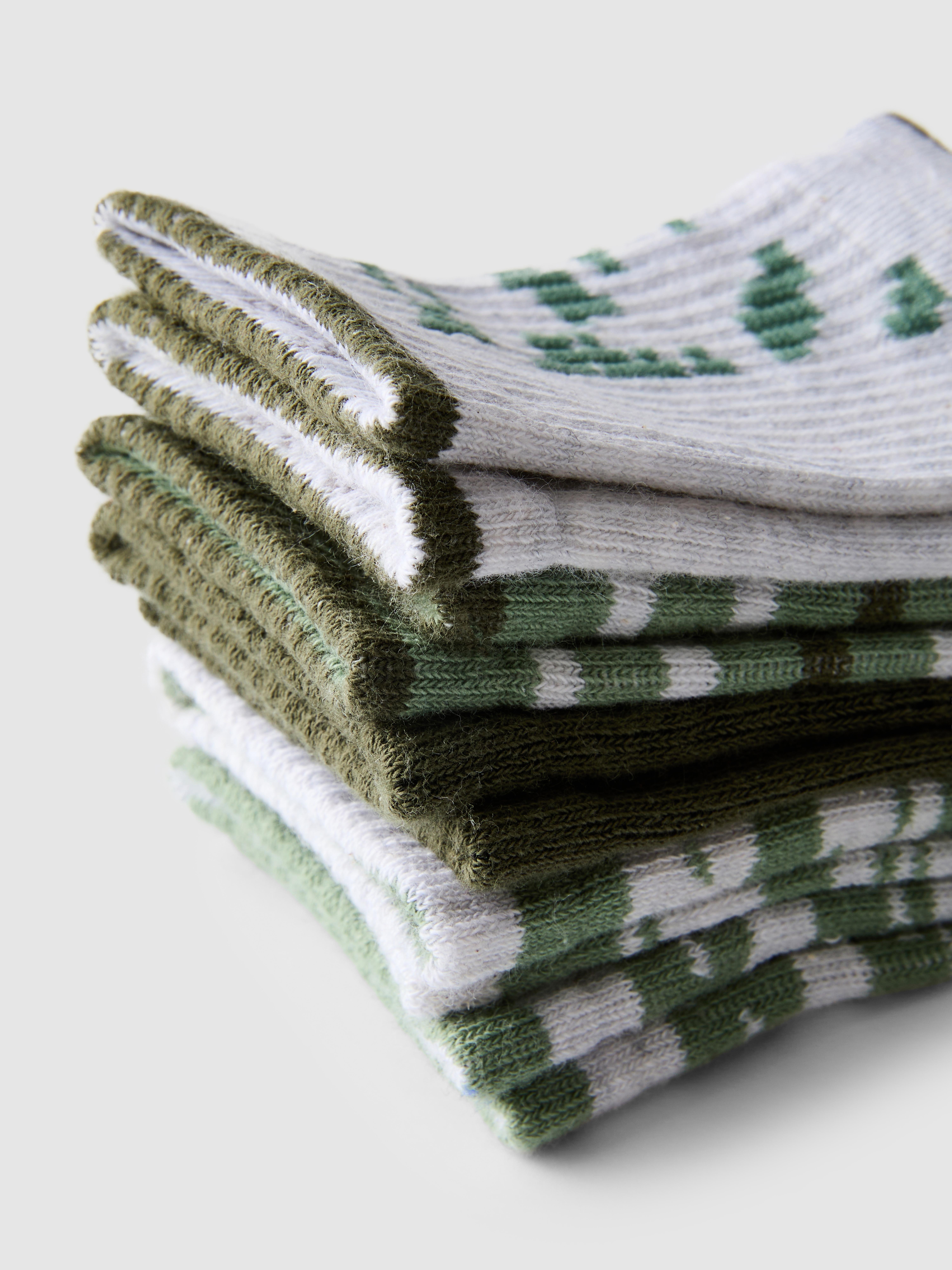 Boys Olive 5pk Camo Patterned Ankle Socks