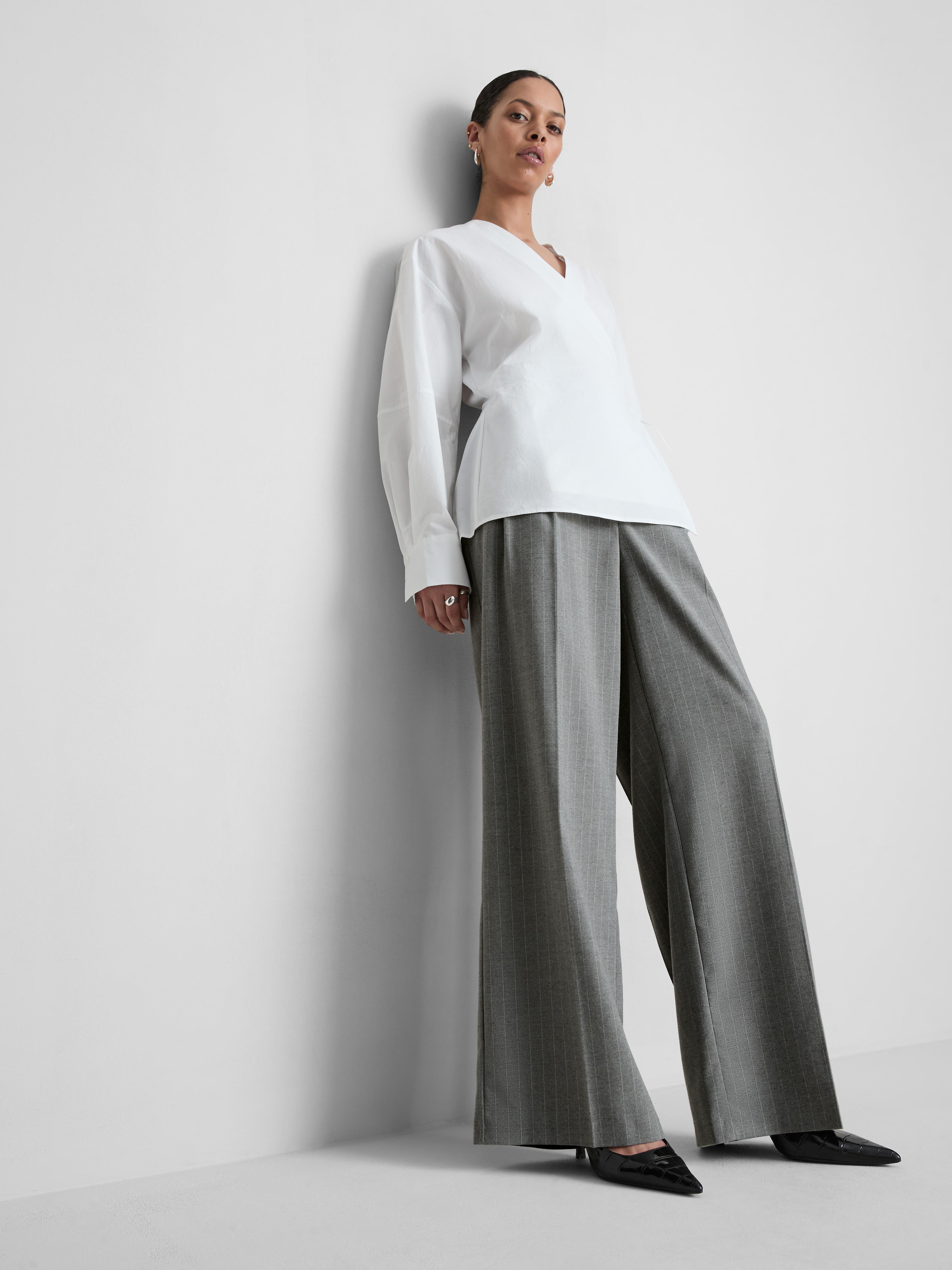 Wide Leg Pinstripe Pants