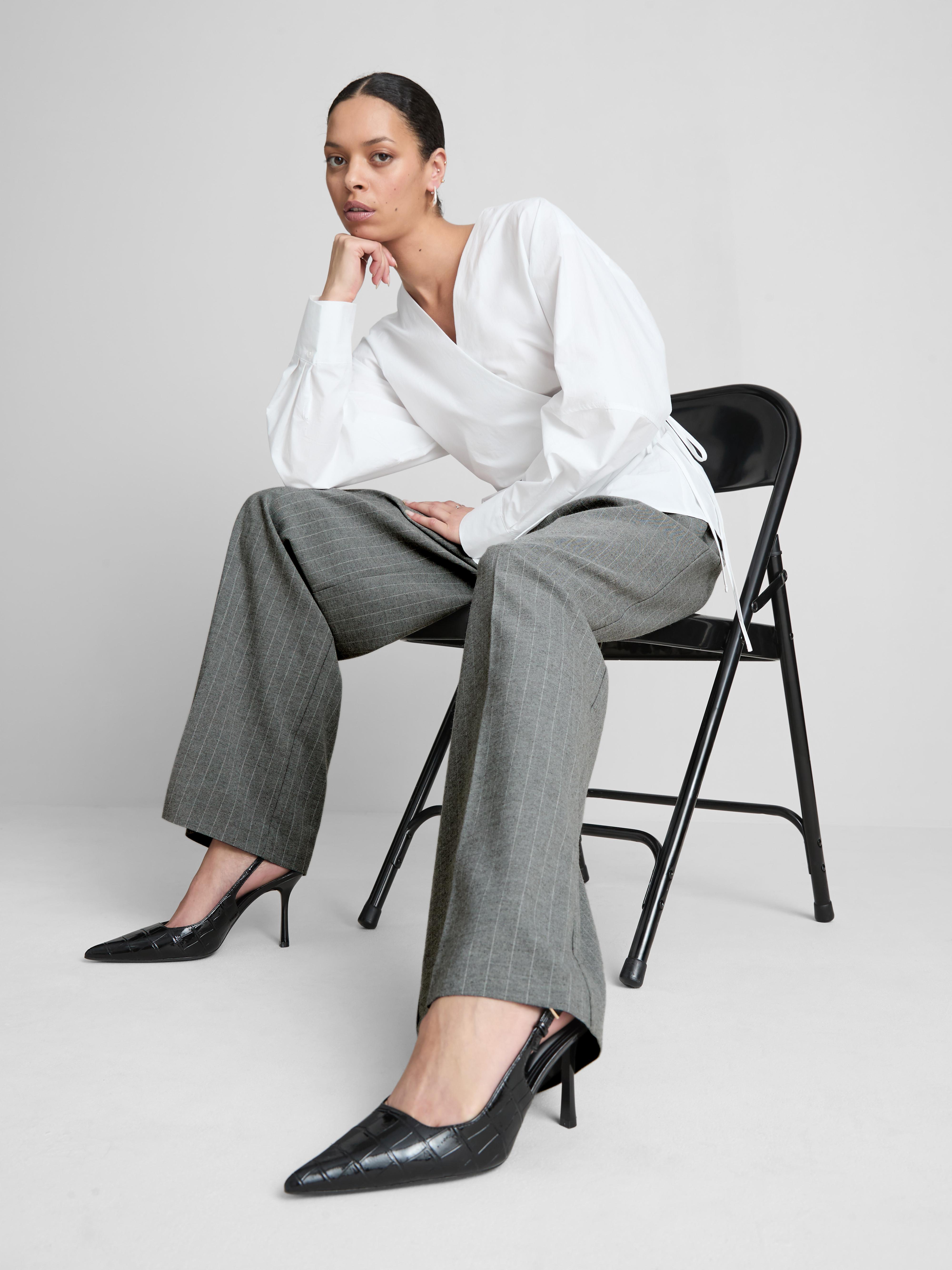 Wide Leg Pinstripe Pants