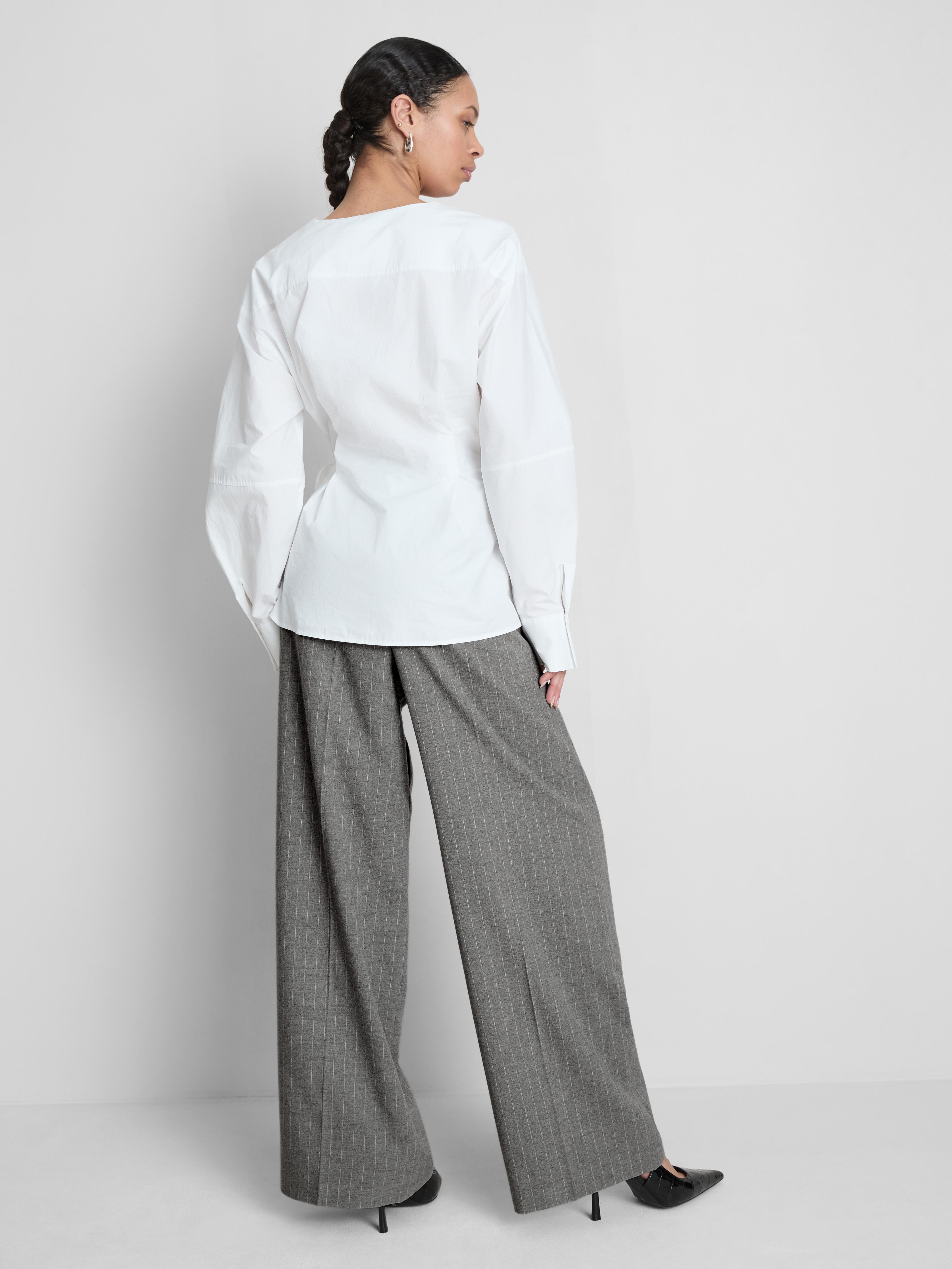 Wide Leg Pinstripe Pants
