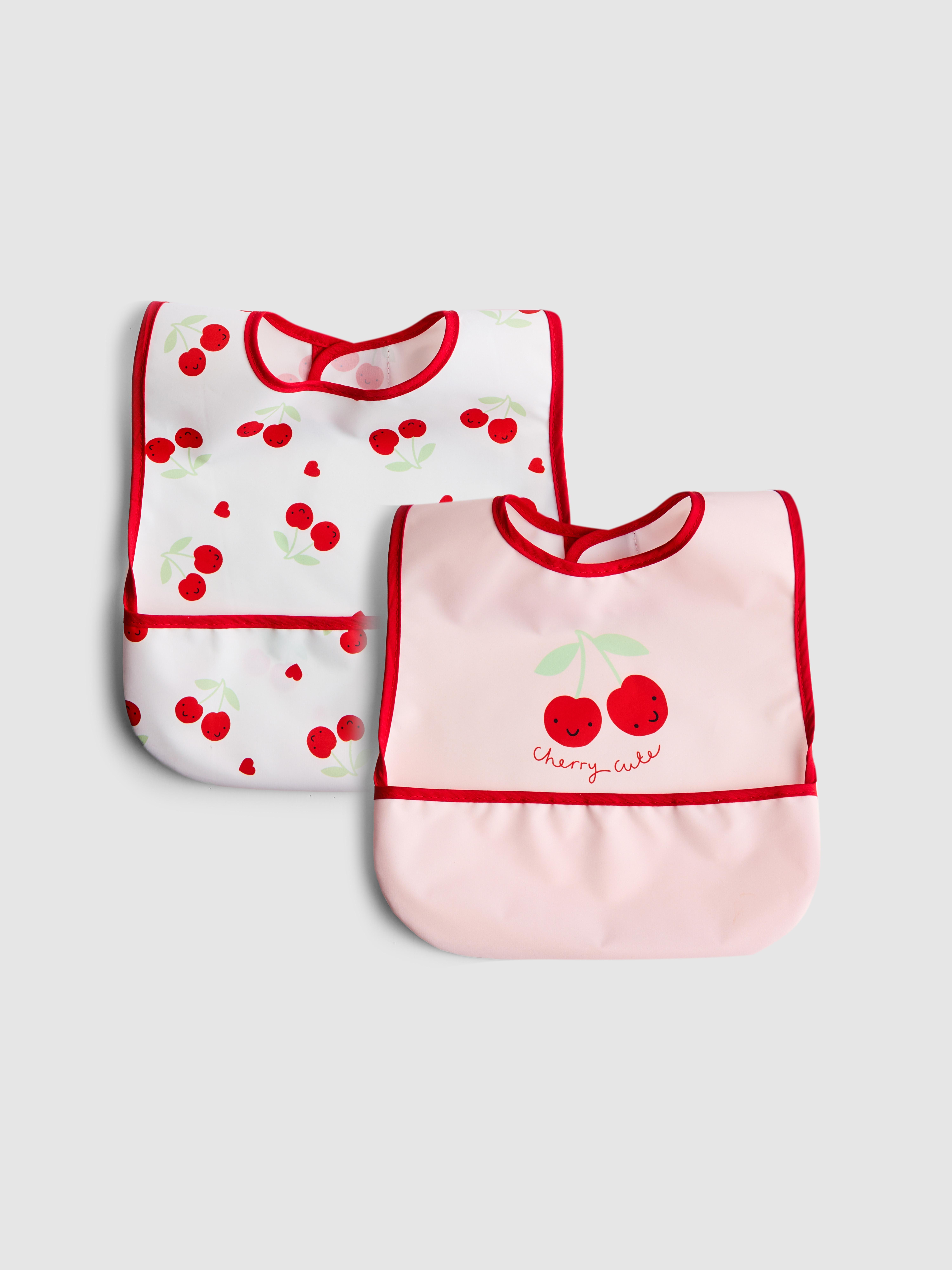 Lot de 2 bavoirs à motif cerises