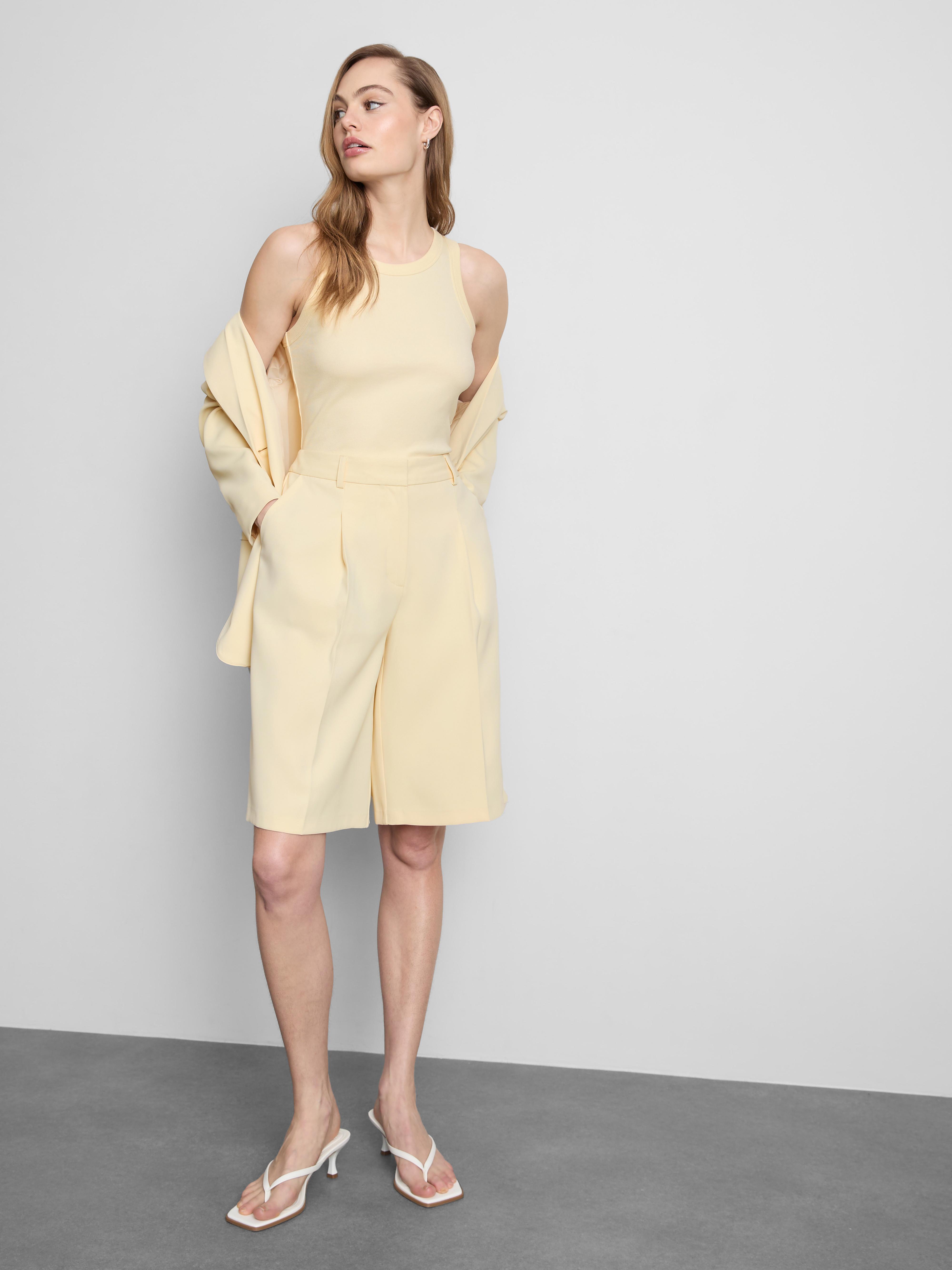 Geripptes Tanktop mit hohem Baumwollanteil Hellgelb