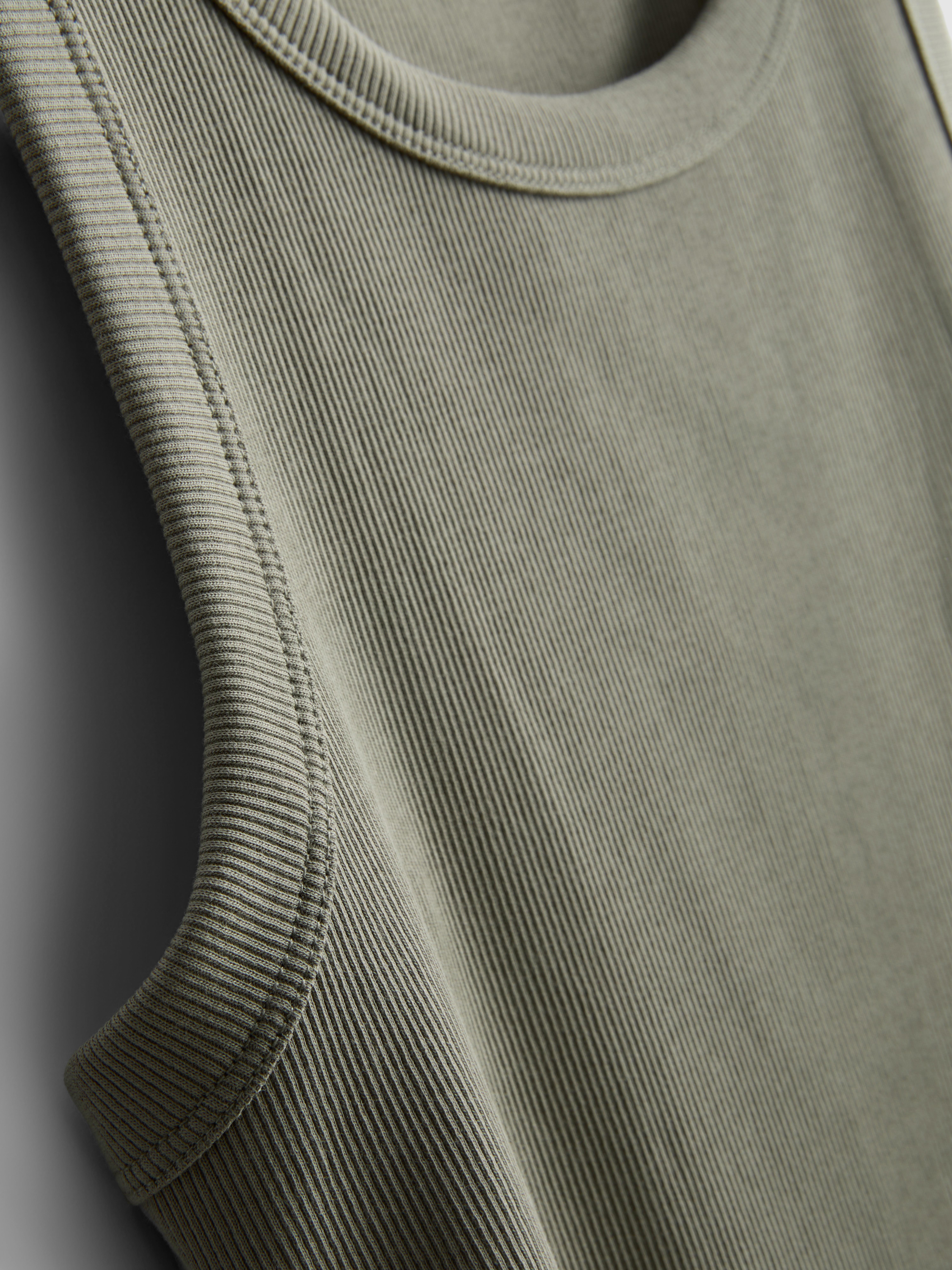 Women's Olive Cotton-Rich Ribbed Racerback Tan