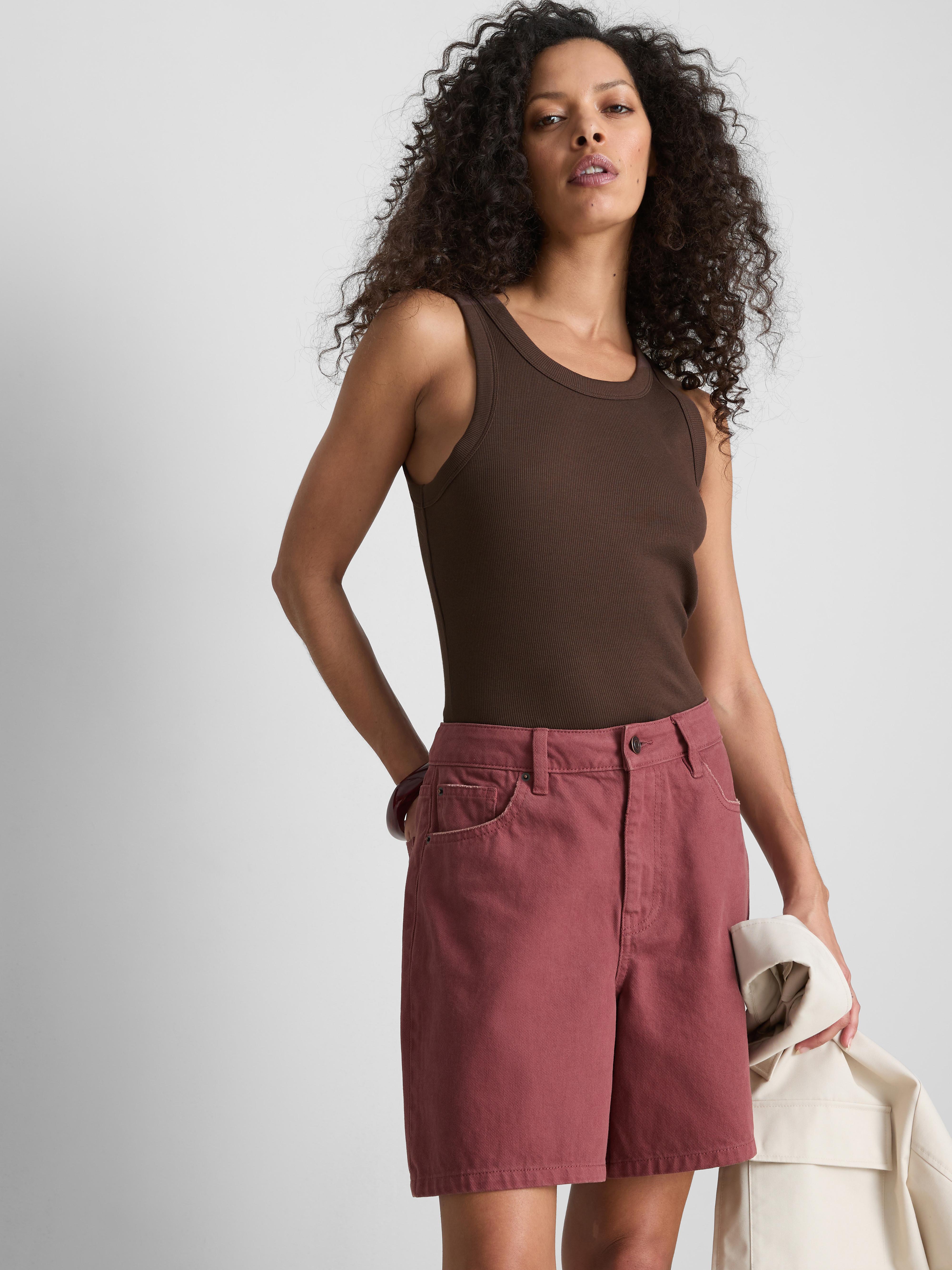 Canotta A Coste Lucky Brand In Misto Lino-cotone, Scollo Rotondo, Senza Maniche, Donna