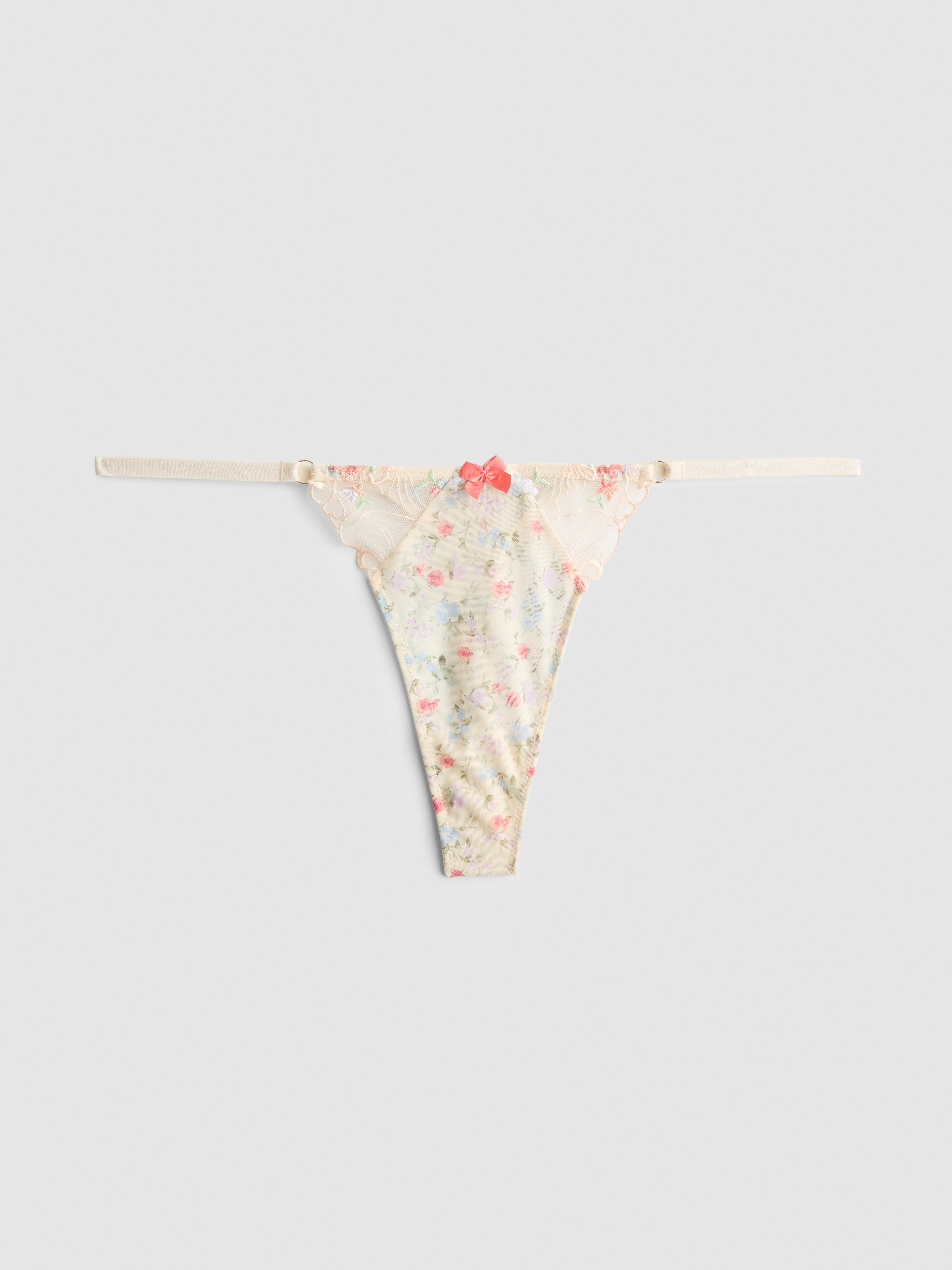 Floral Mesh String Thong