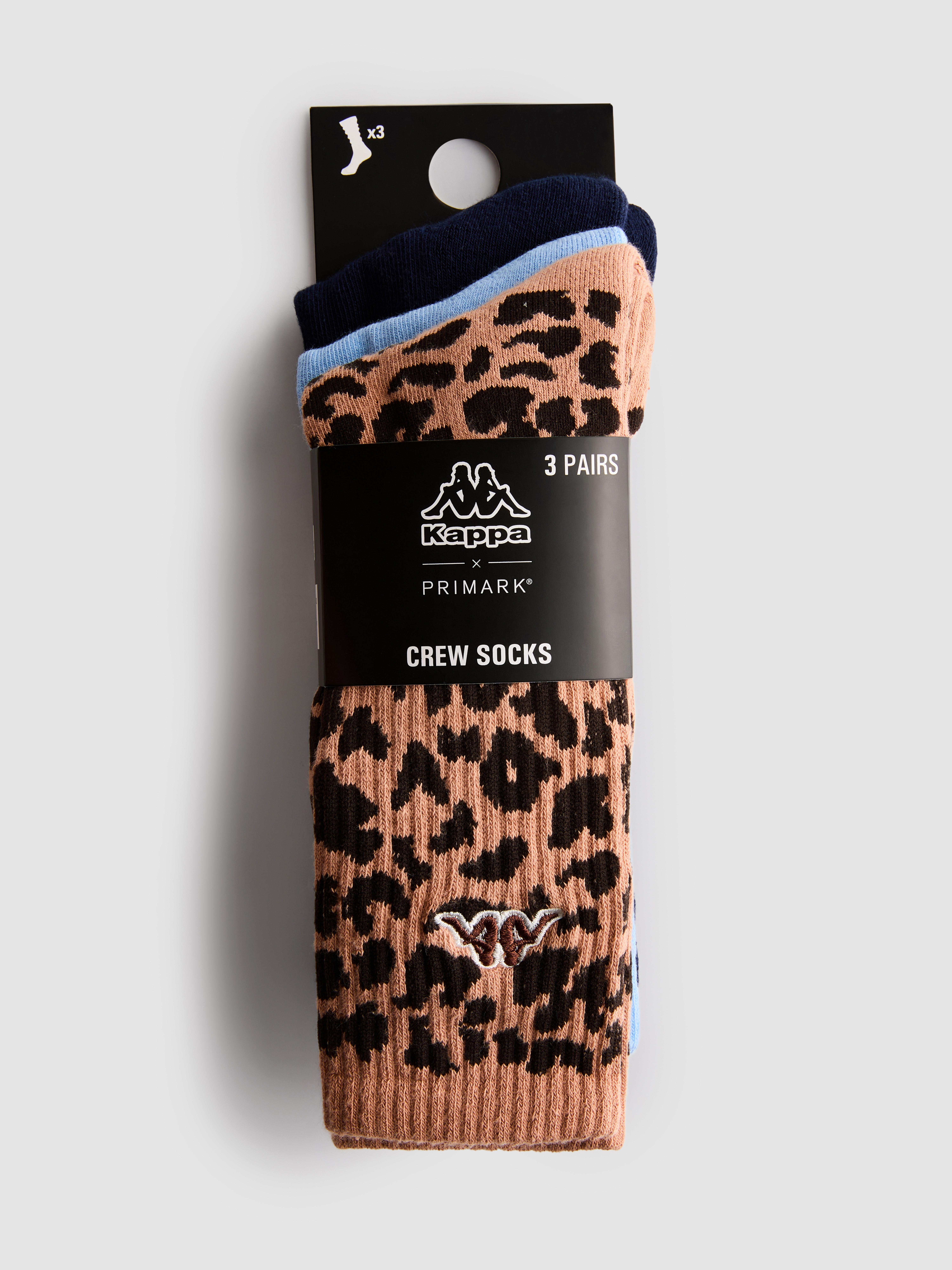 3pk Kappa Cotton-Rich Mixed-Design Crew Socks