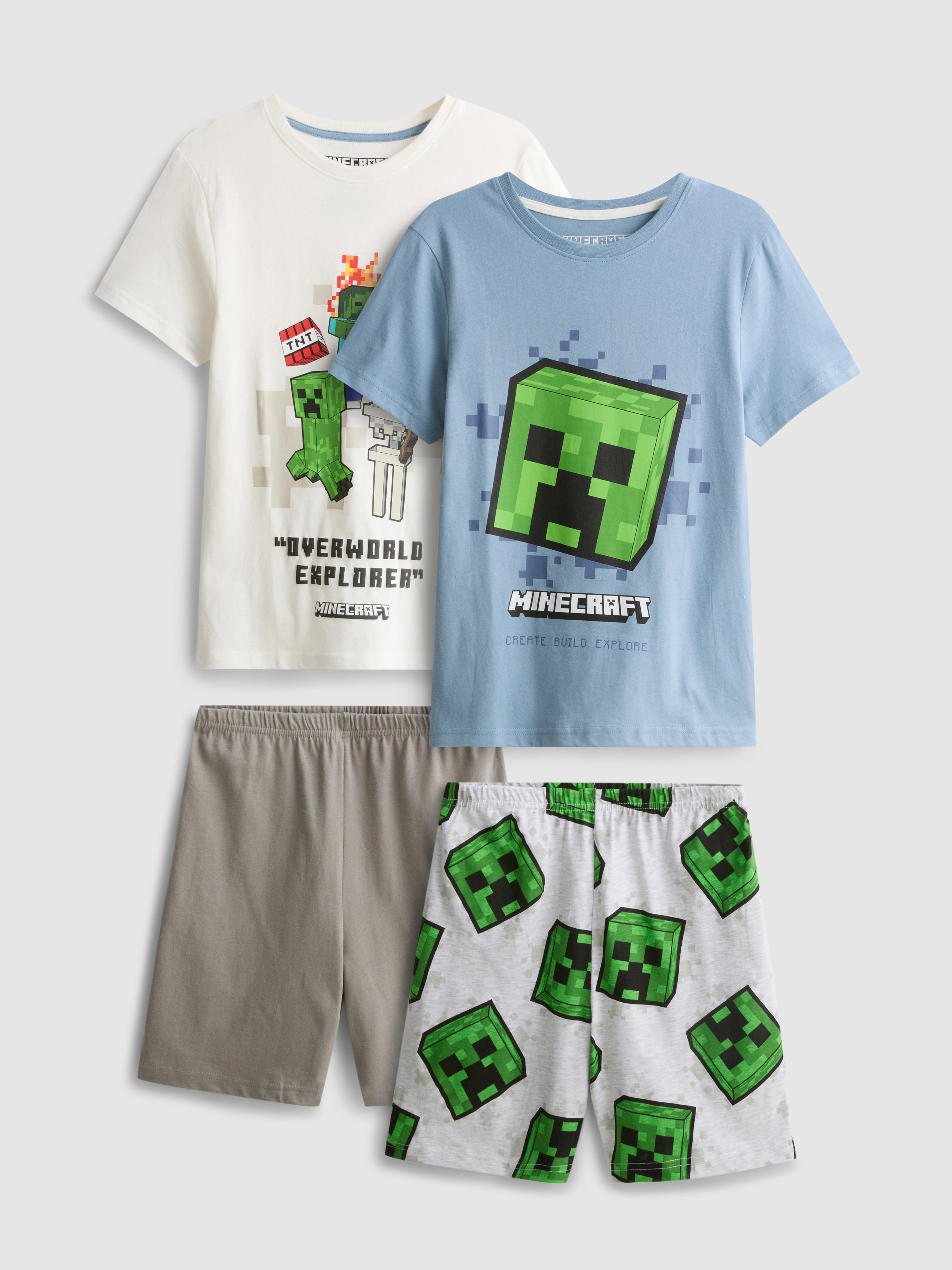 7-15 anni | 2 pigiami corti in cotone Minecraft