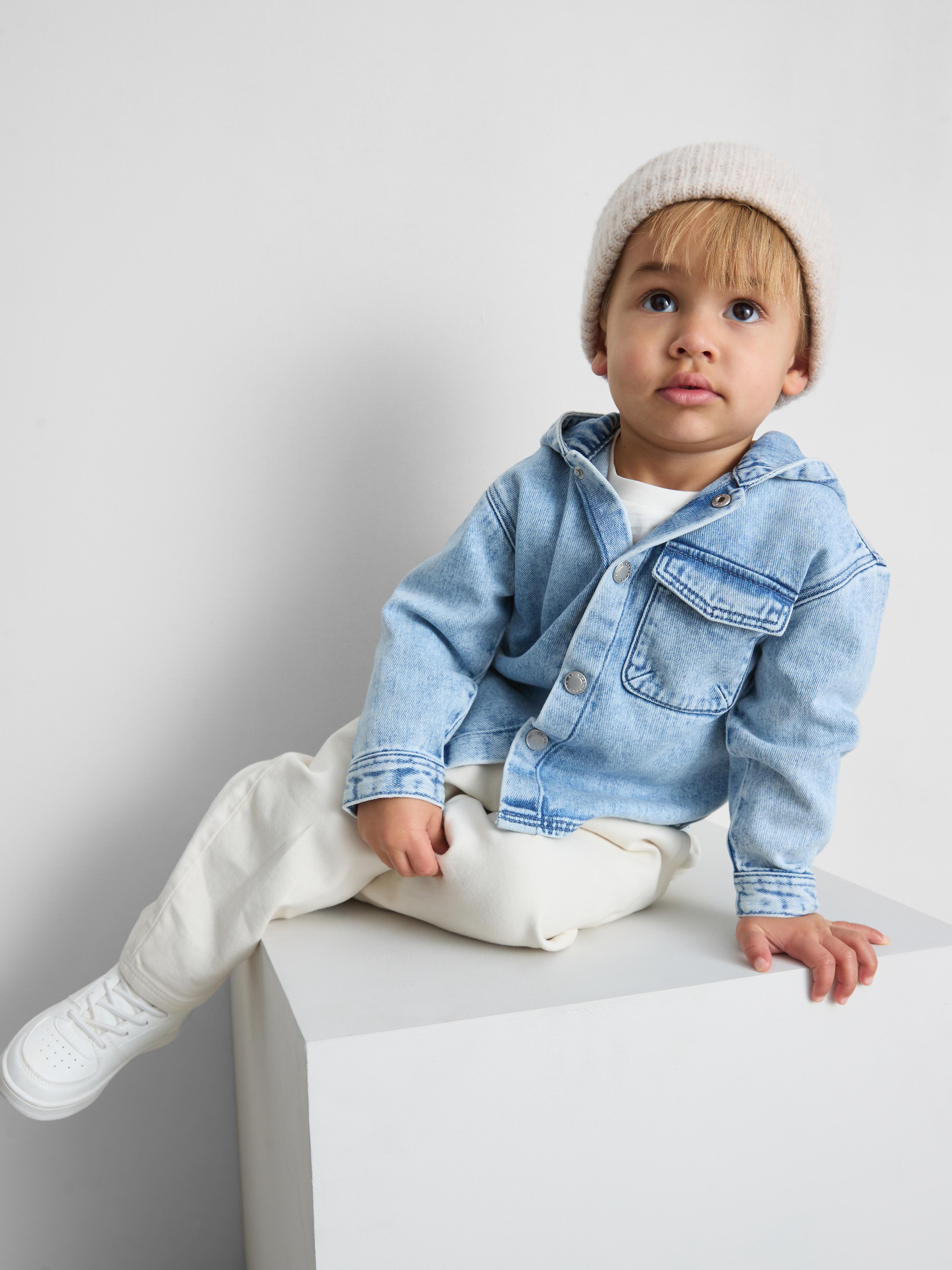 Baby Boys Ivory 0-36mths | T-Shirt, Pants and Hooded Denim Jacket Set