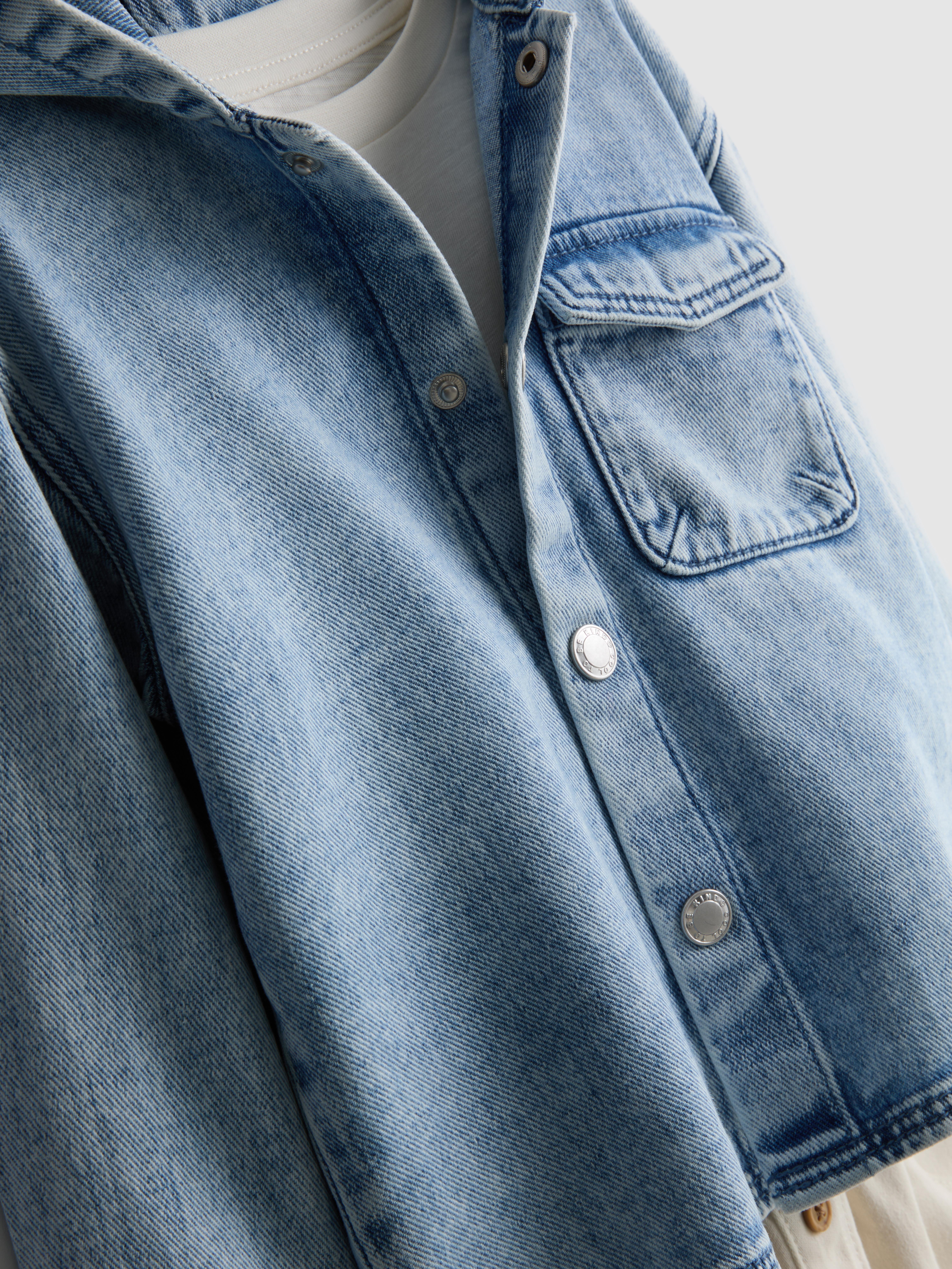 Baby Boys Ivory 0-36mths | T-Shirt, Pants and Hooded Denim Jacket Set