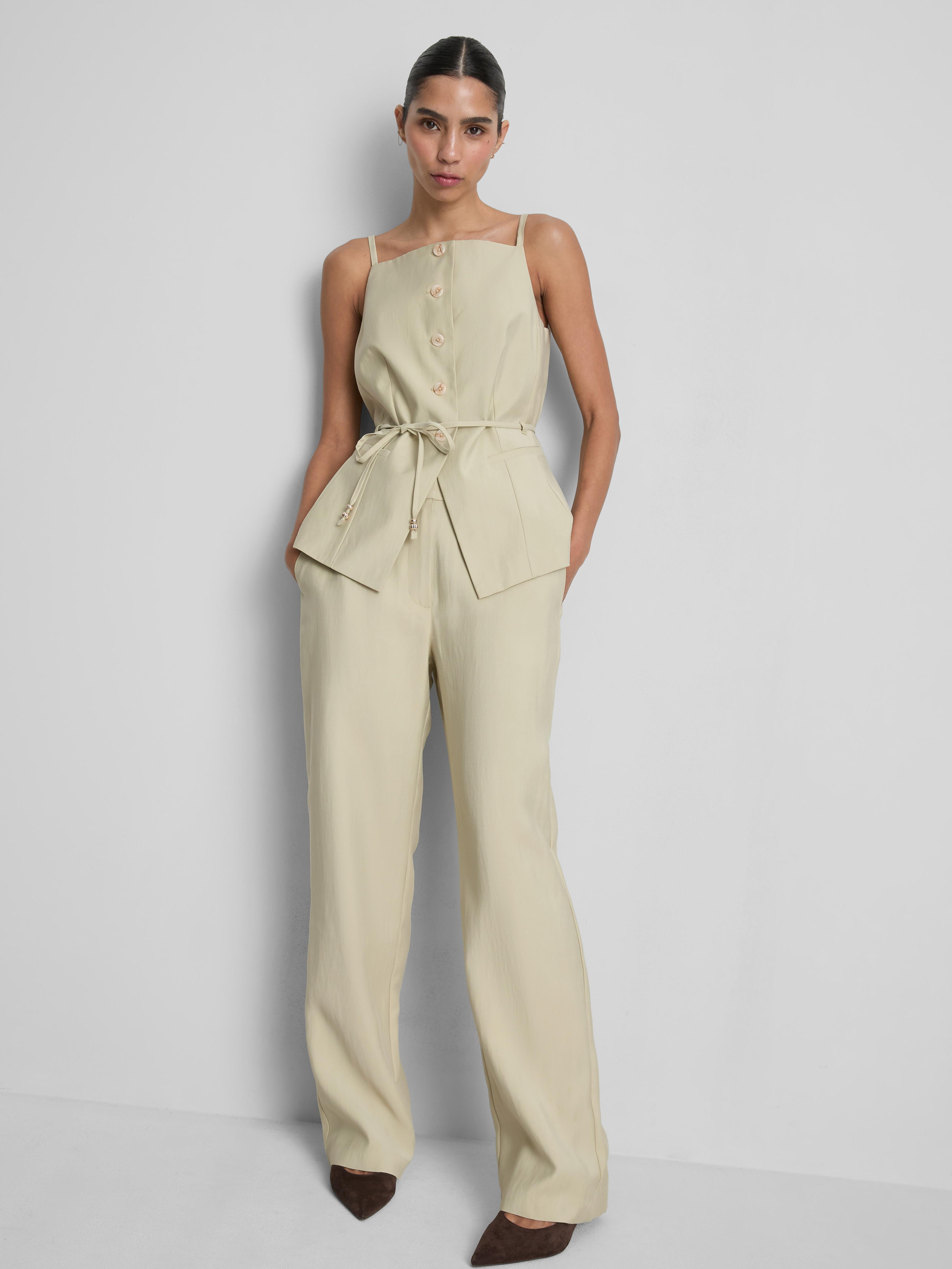 Pantalon large à taille mi-haute