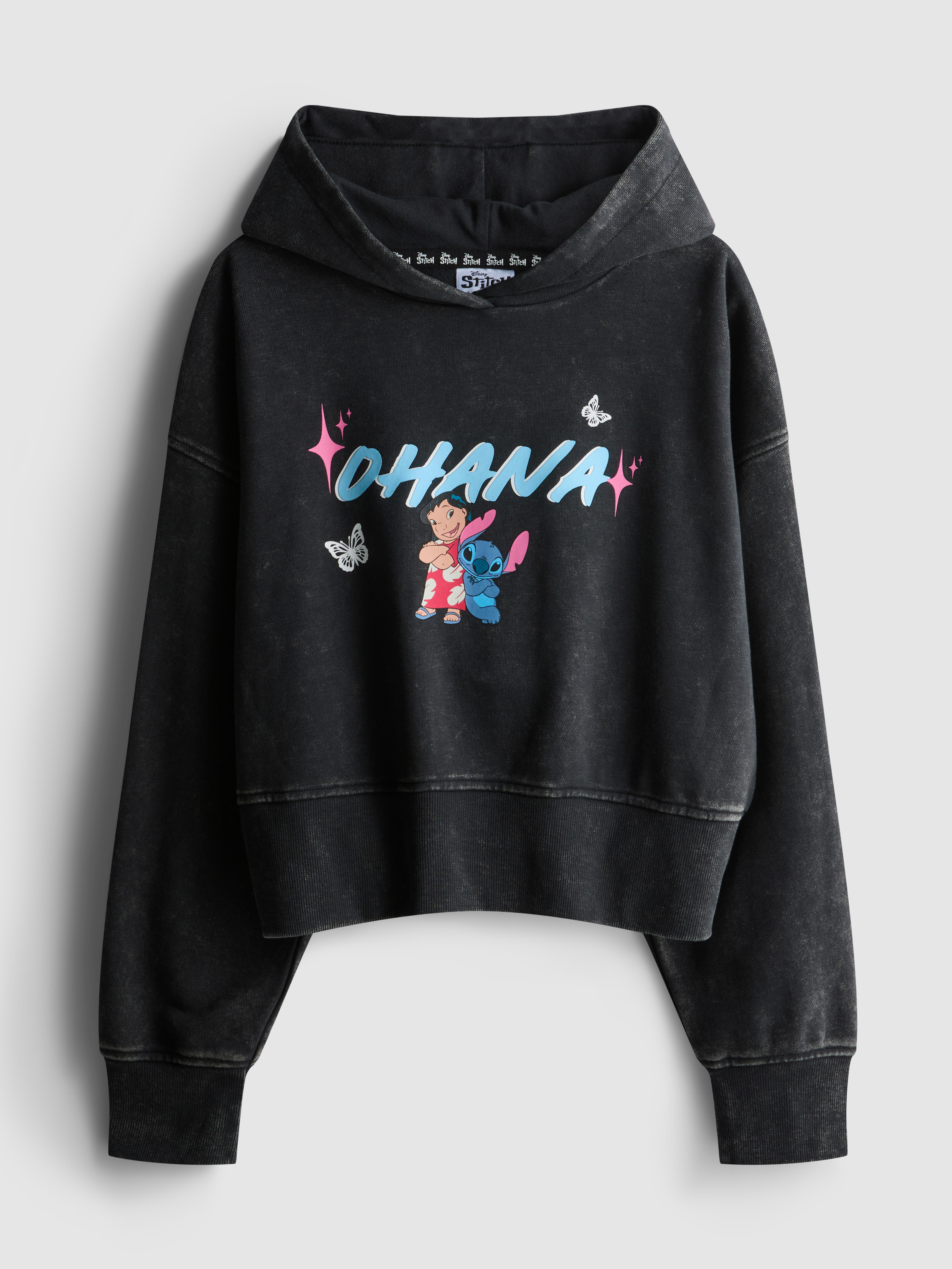 Girls Charcoal 7-15yrs | Disney's Stitch Acid Wash Hoodie