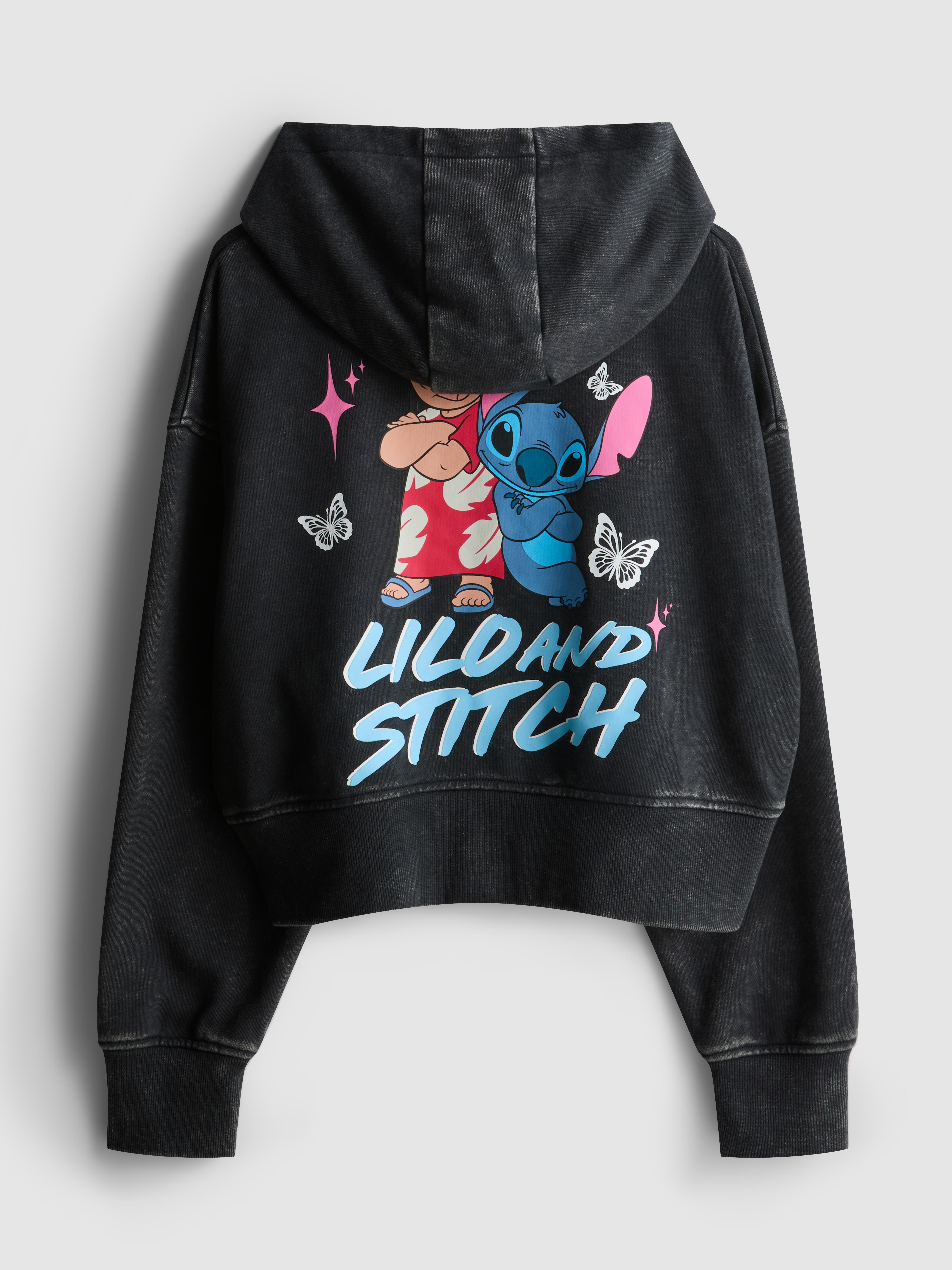 Girls Charcoal 7-15yrs | Disney's Stitch Acid Wash Hoodie