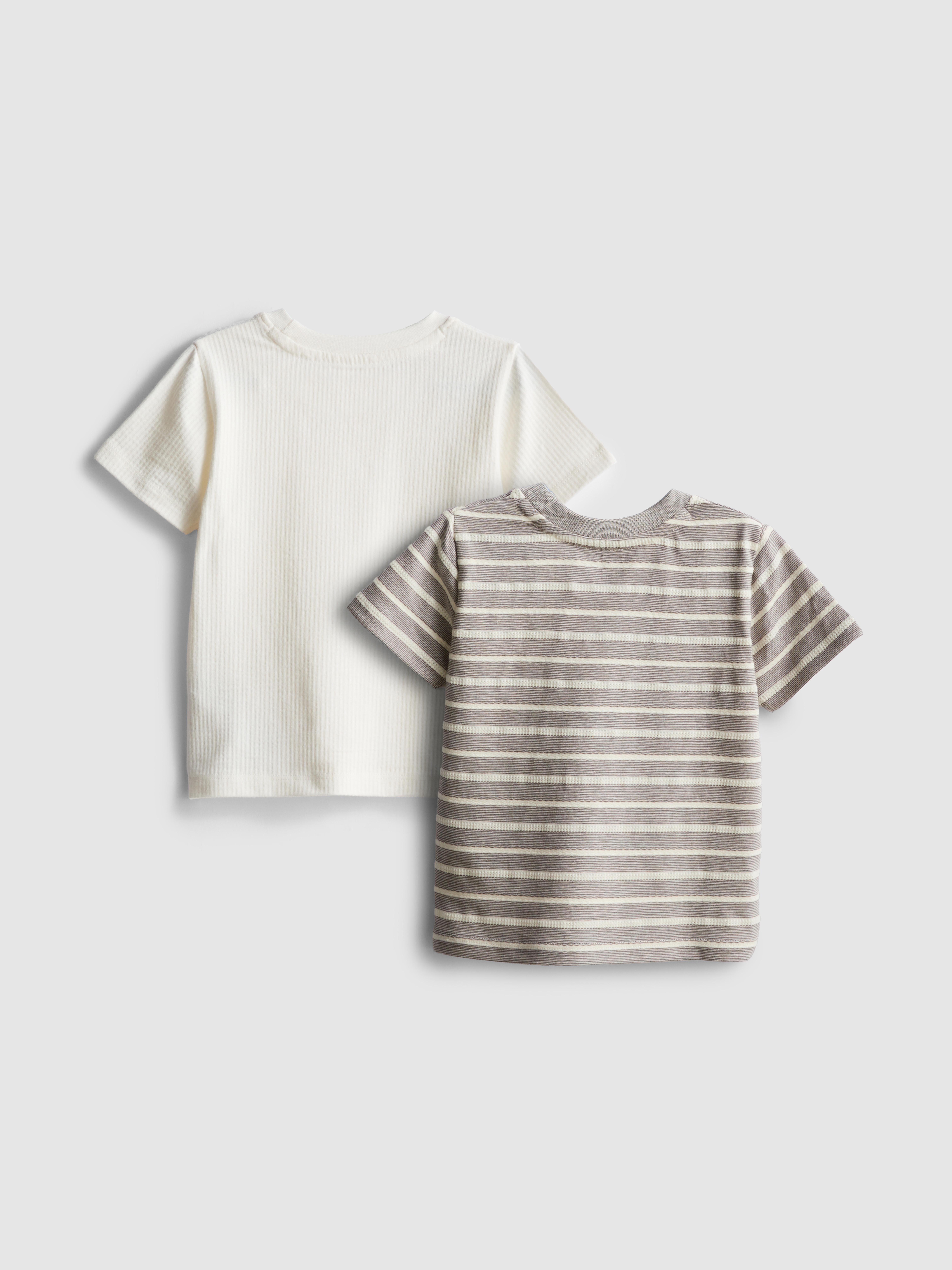 Baby Boys Light Gray 0-36mths | 2pk Textured T-Shirts
